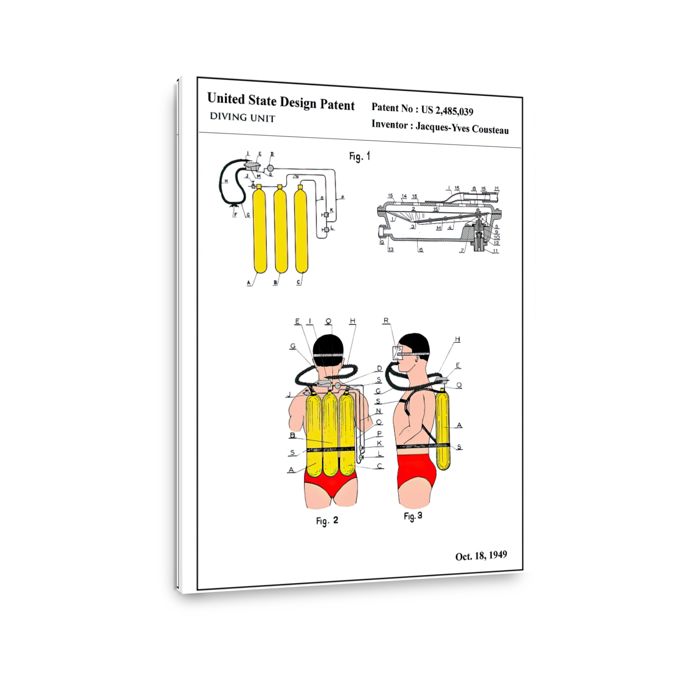 Vintage Diving Unit Patent Blueprint