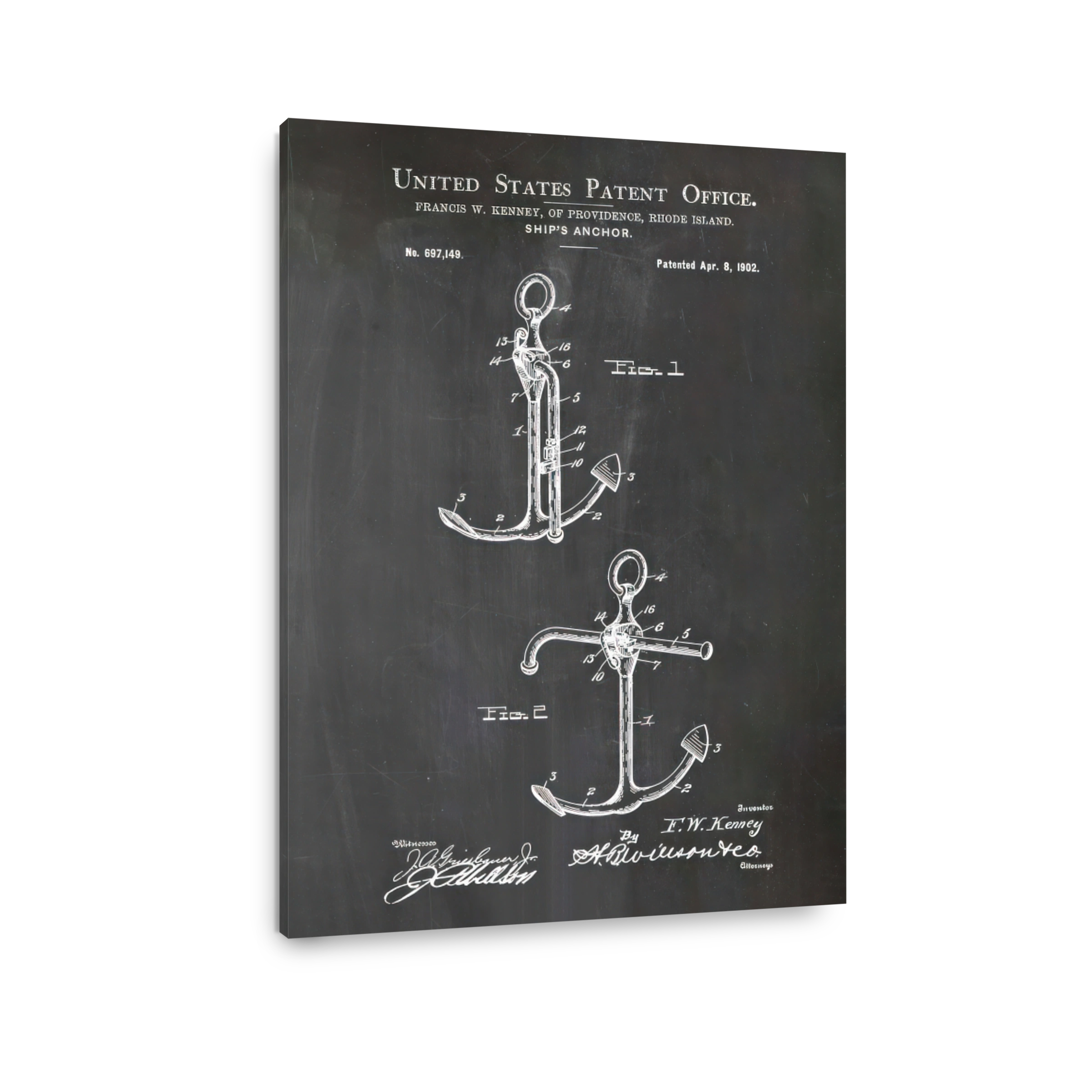 Ship's Anchor Patent Blueprint