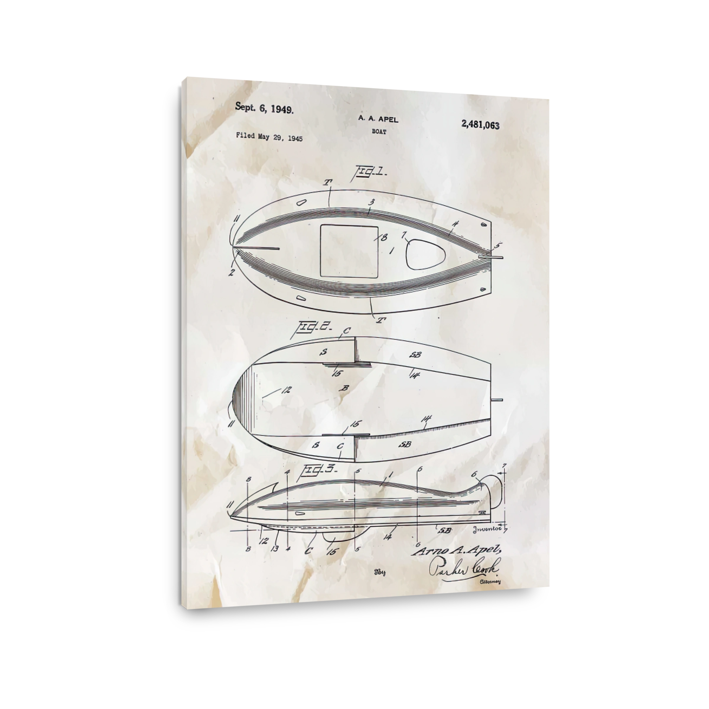 Vintage Boat Patent Blueprint