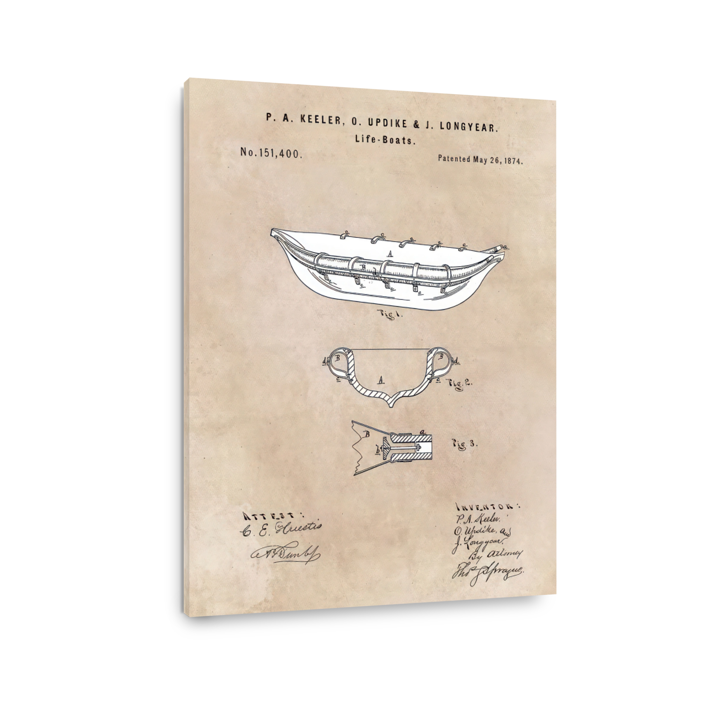Vintage Lifeboat Patent Blueprint Art
