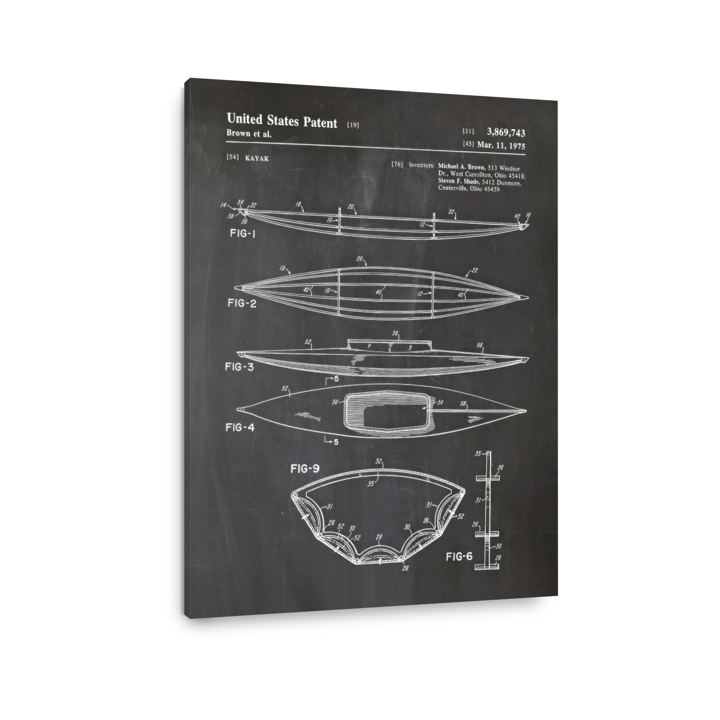 Kayak Patent Blueprint Art