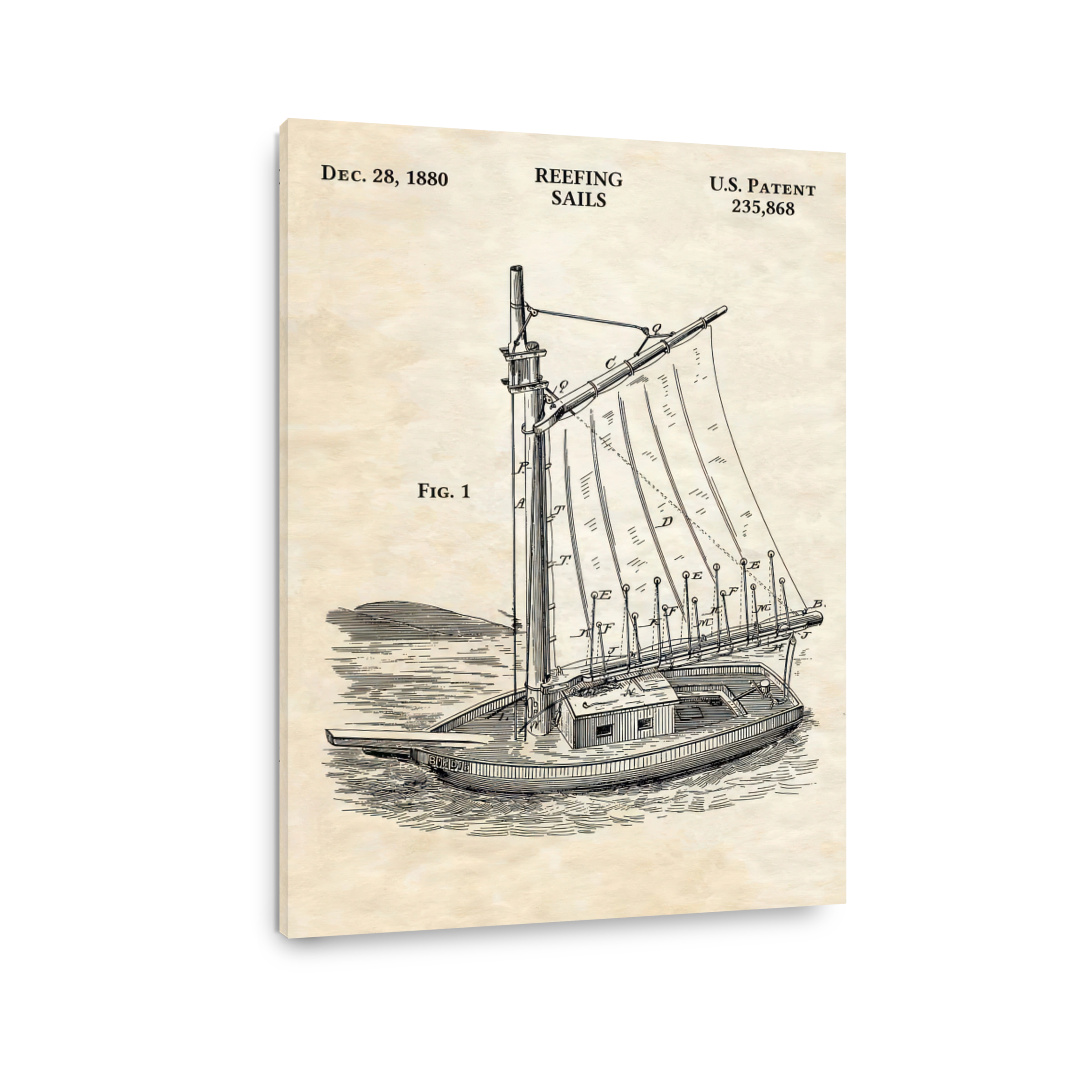 Vintage Sailing Boat Patent Blueprint