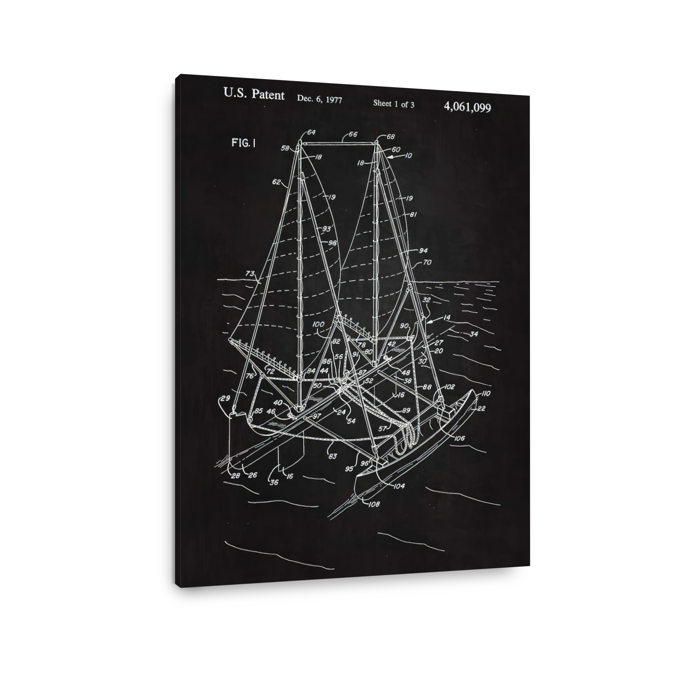 Sailboat Patent Blueprint