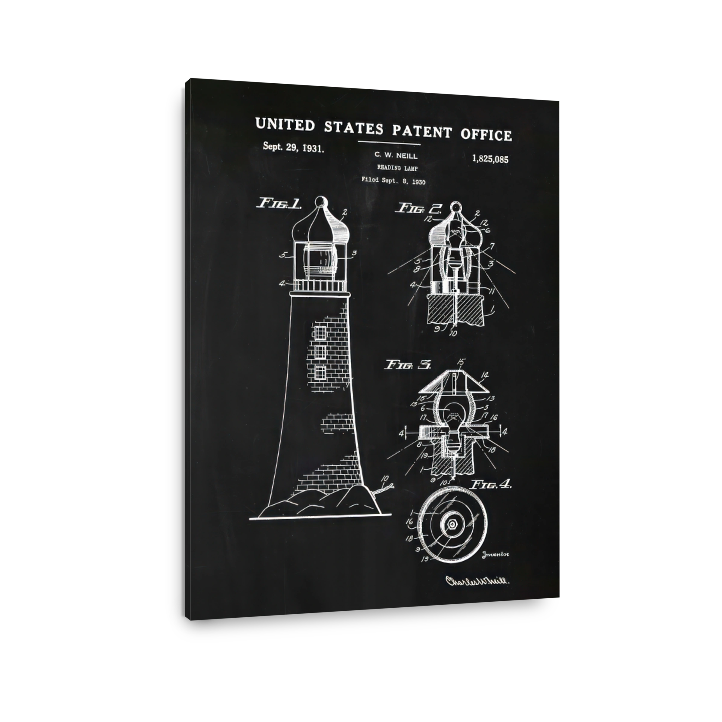 Lighthouse Reading Lamp Patent Blueprint