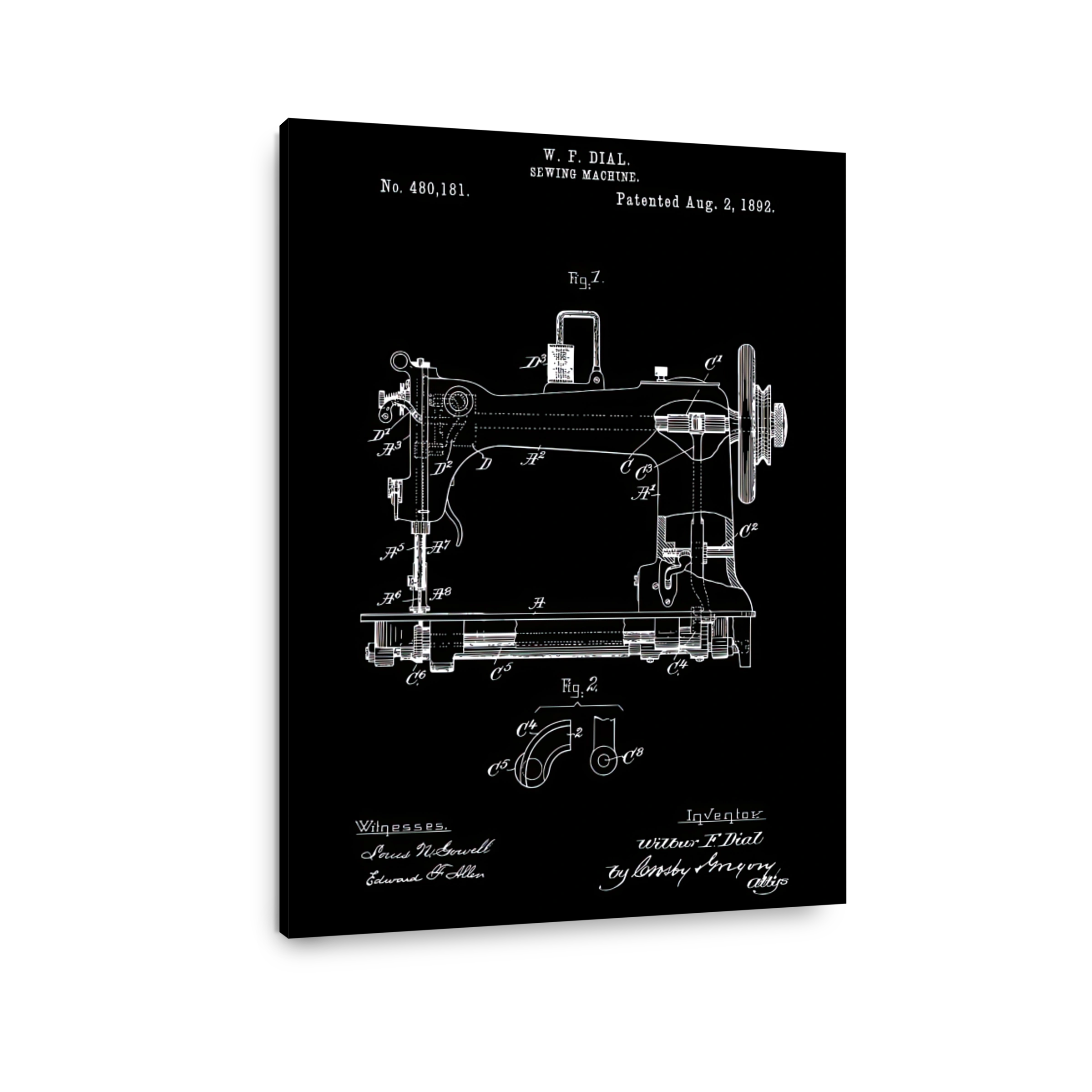 Vintage W. F. Dial Sewing Machine Blueprint