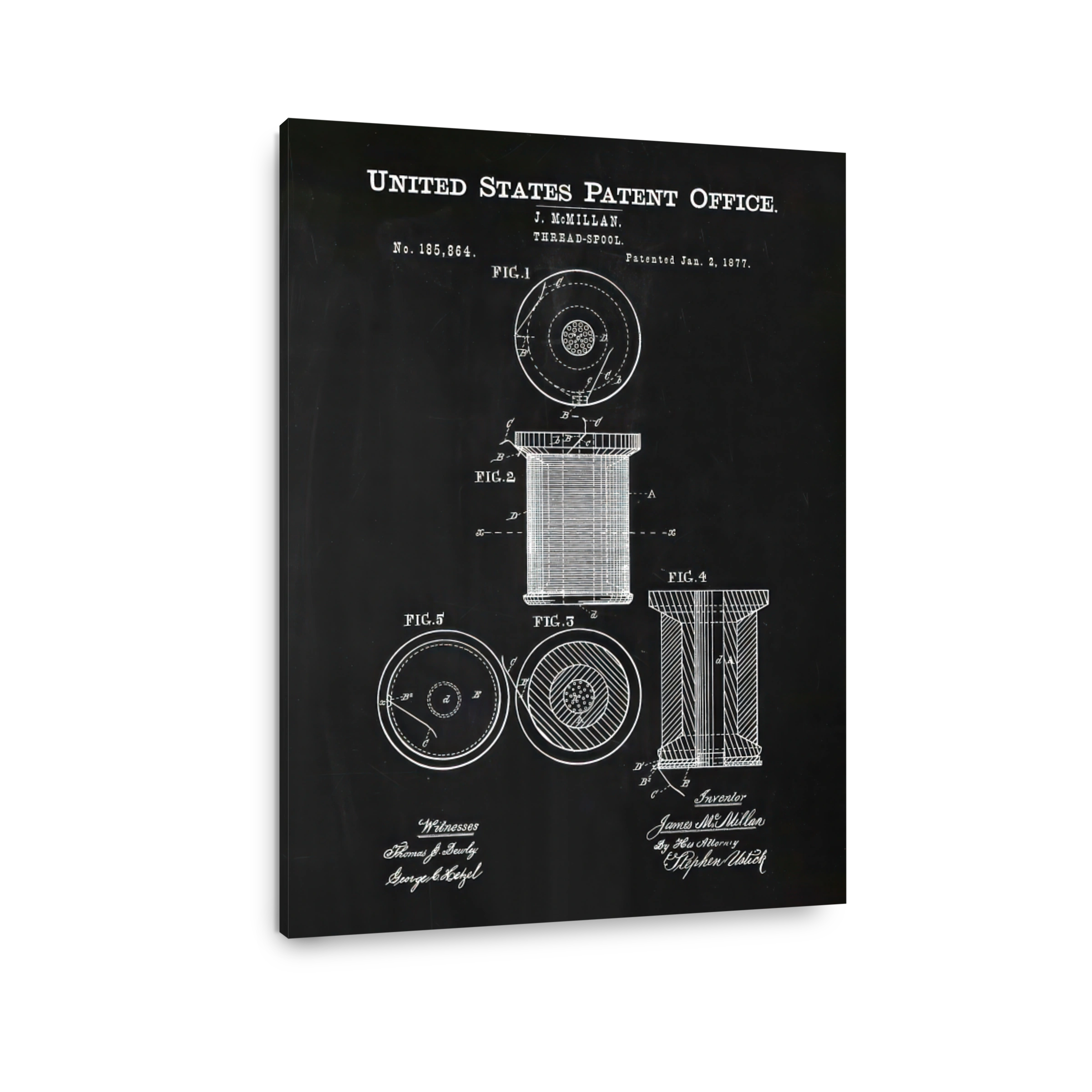 Vintage Sewing Spool Patent Blueprint