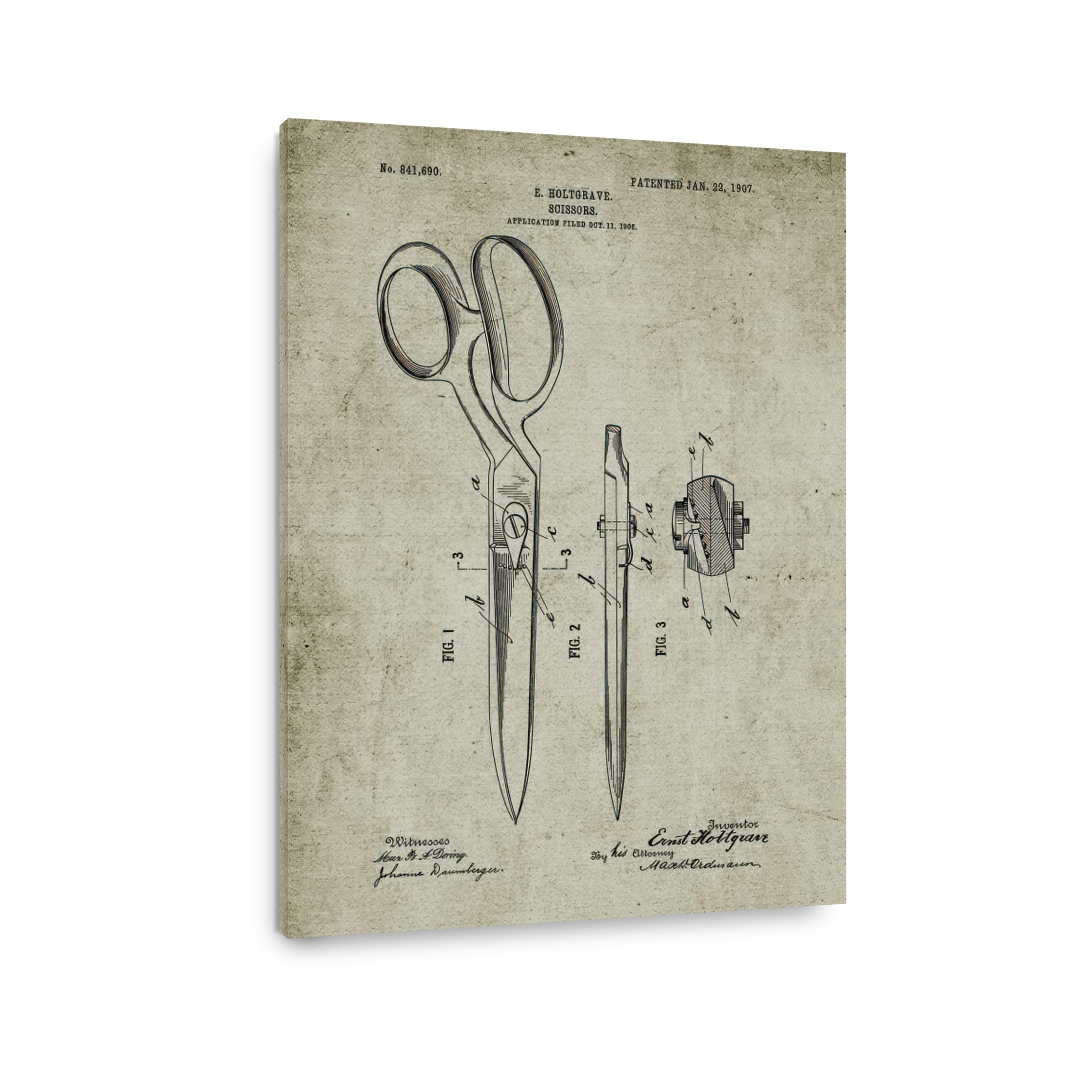 Vintage Scissors Patent Blueprint