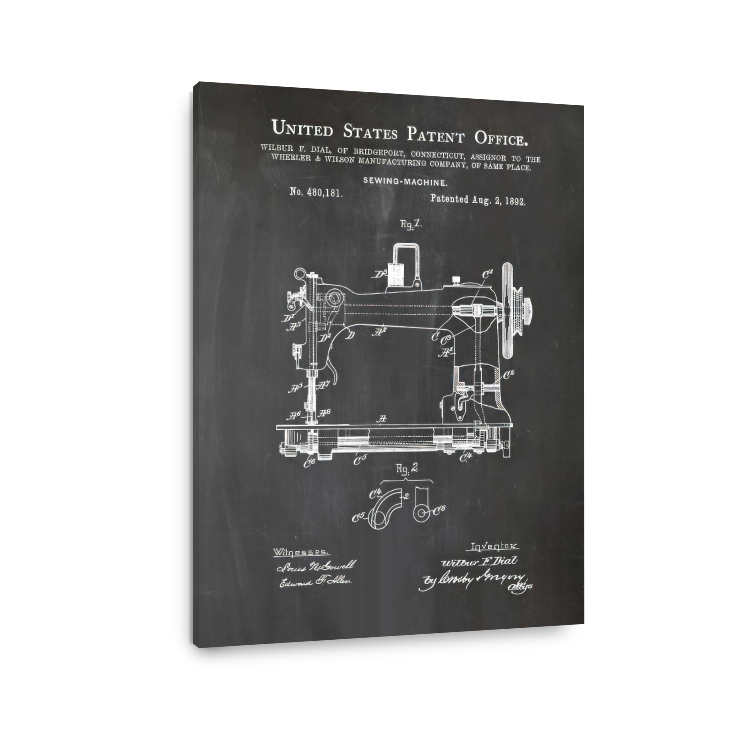 Vintage Sewing Machine Patent Blueprint