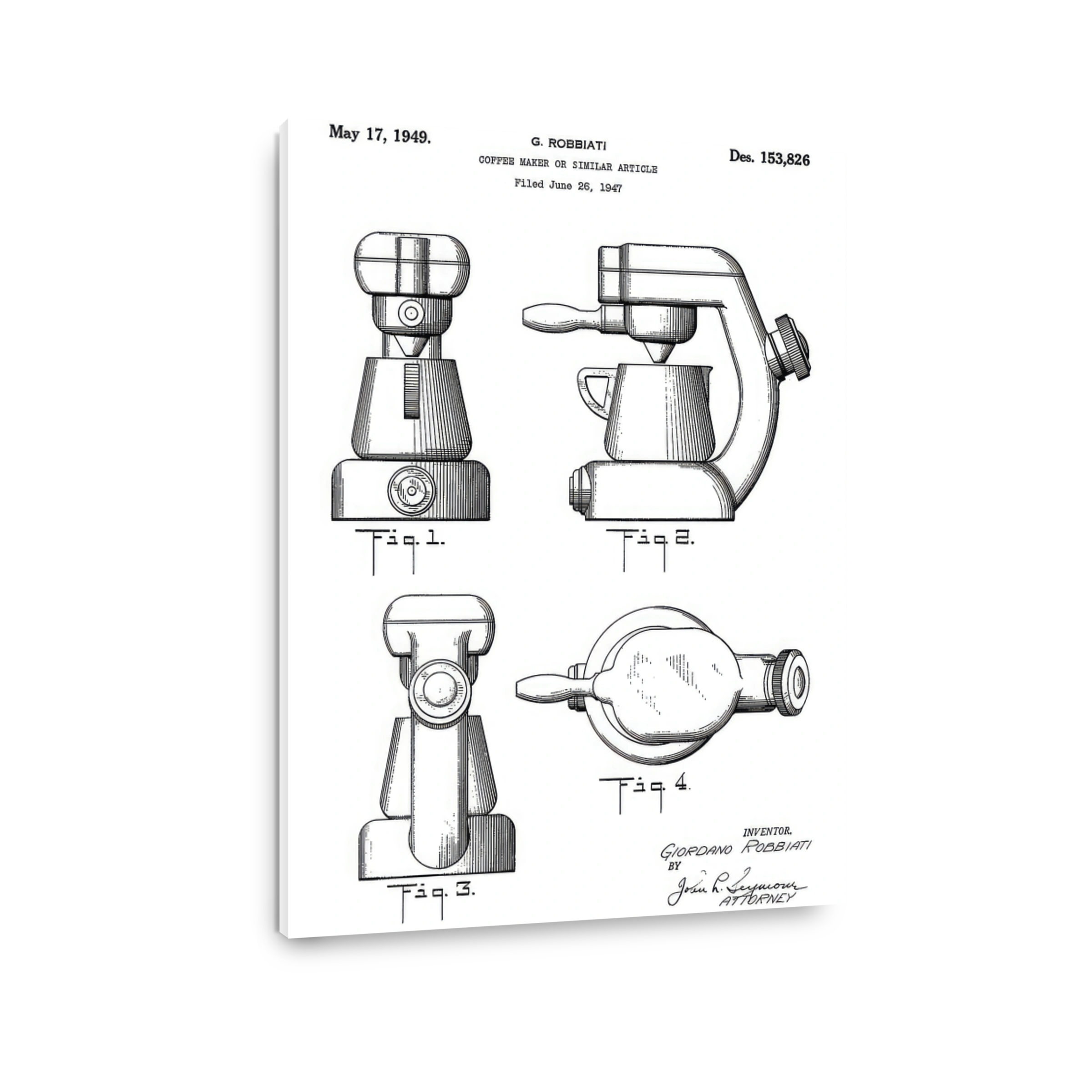 Vintage Coffee Maker Patent Blueprint