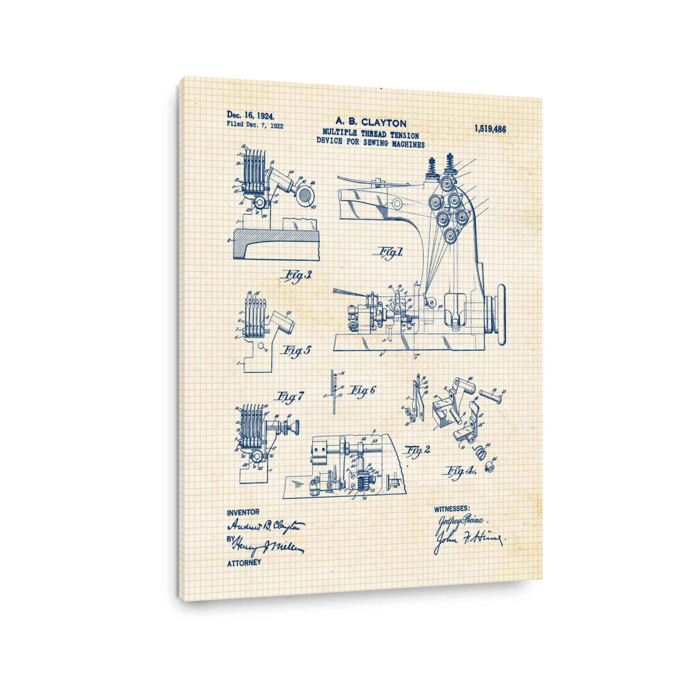 Vintage Sewing Machine Tension Device Patent