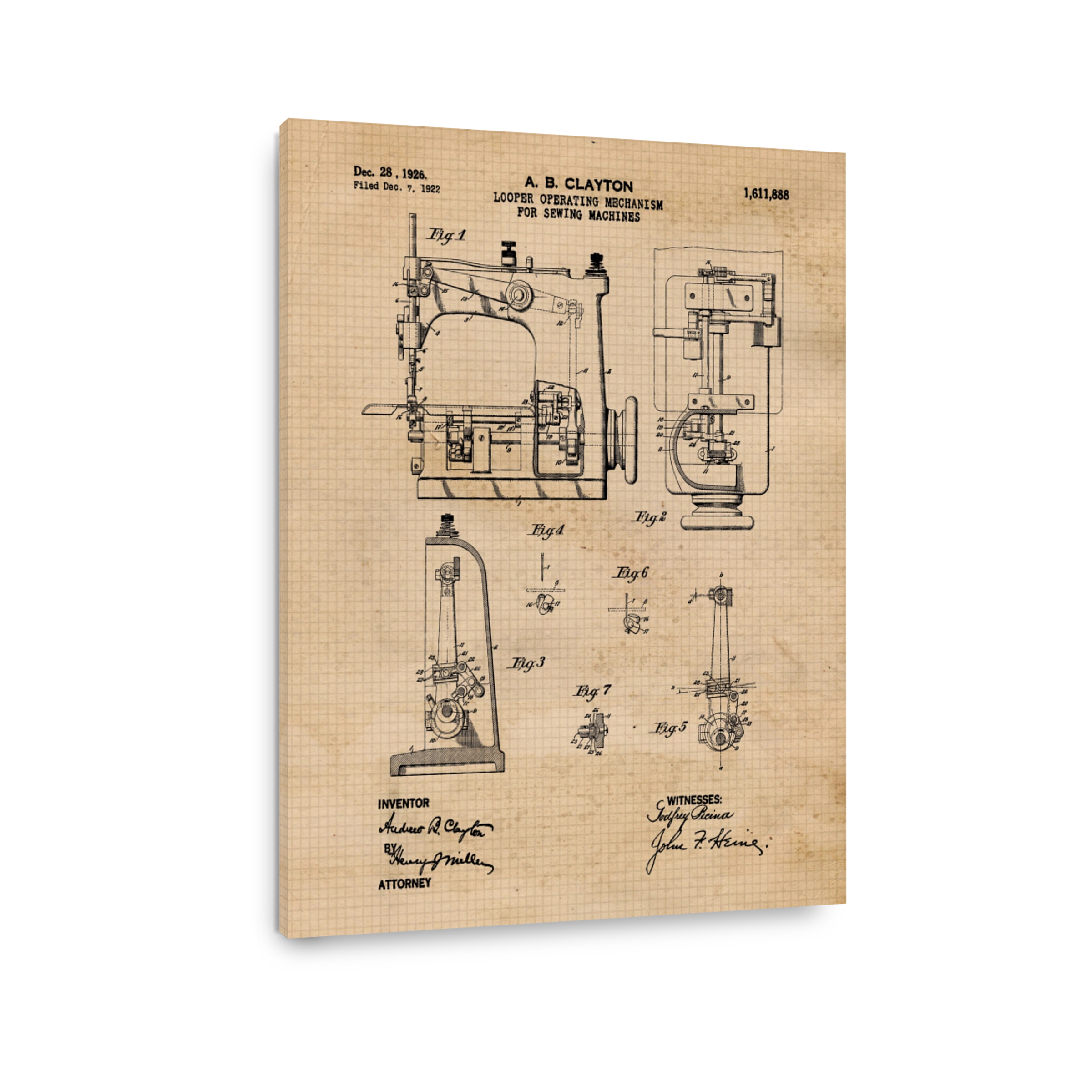 Vintage Sewing Machine Blueprint