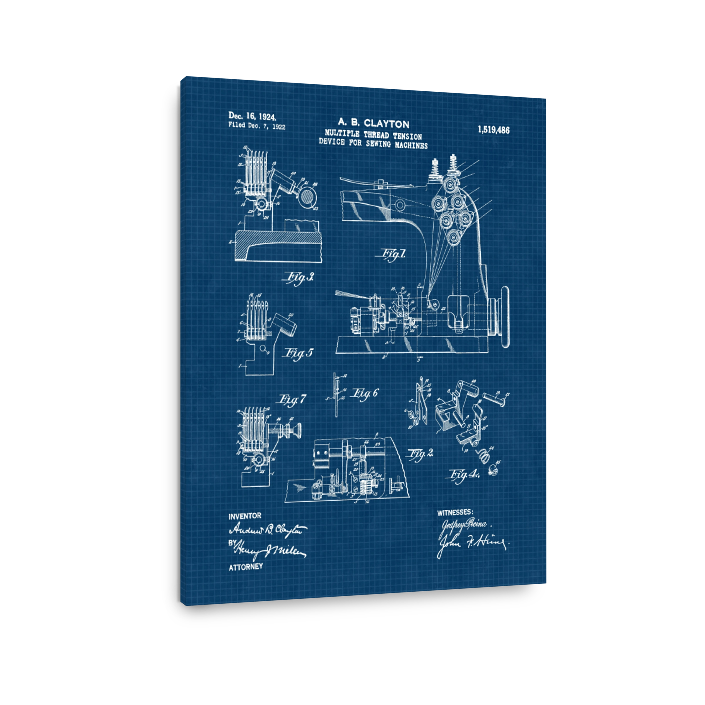 Vintage Sewing Machine Blueprint