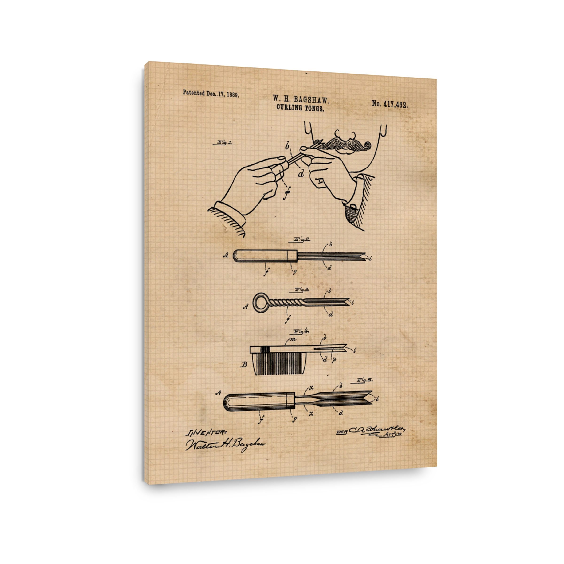 W. H. Bagshaw Curling Tongs Patent Drawing
