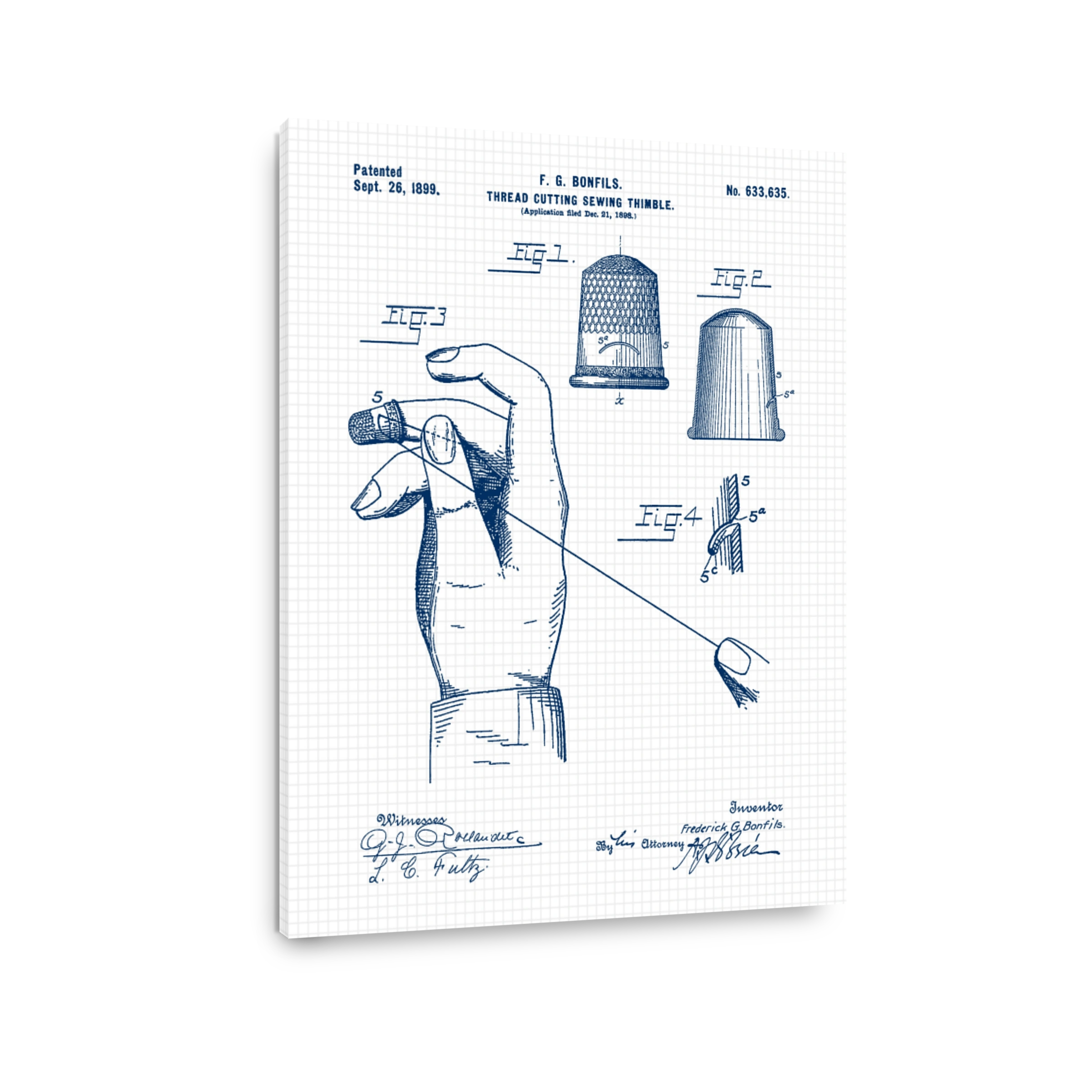 Vintage Sewing Thimble Patent Art