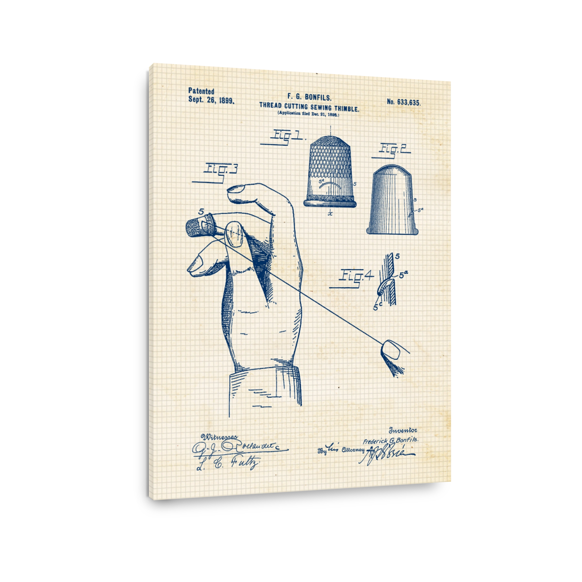 Vintage Sewing Thimble Blueprint