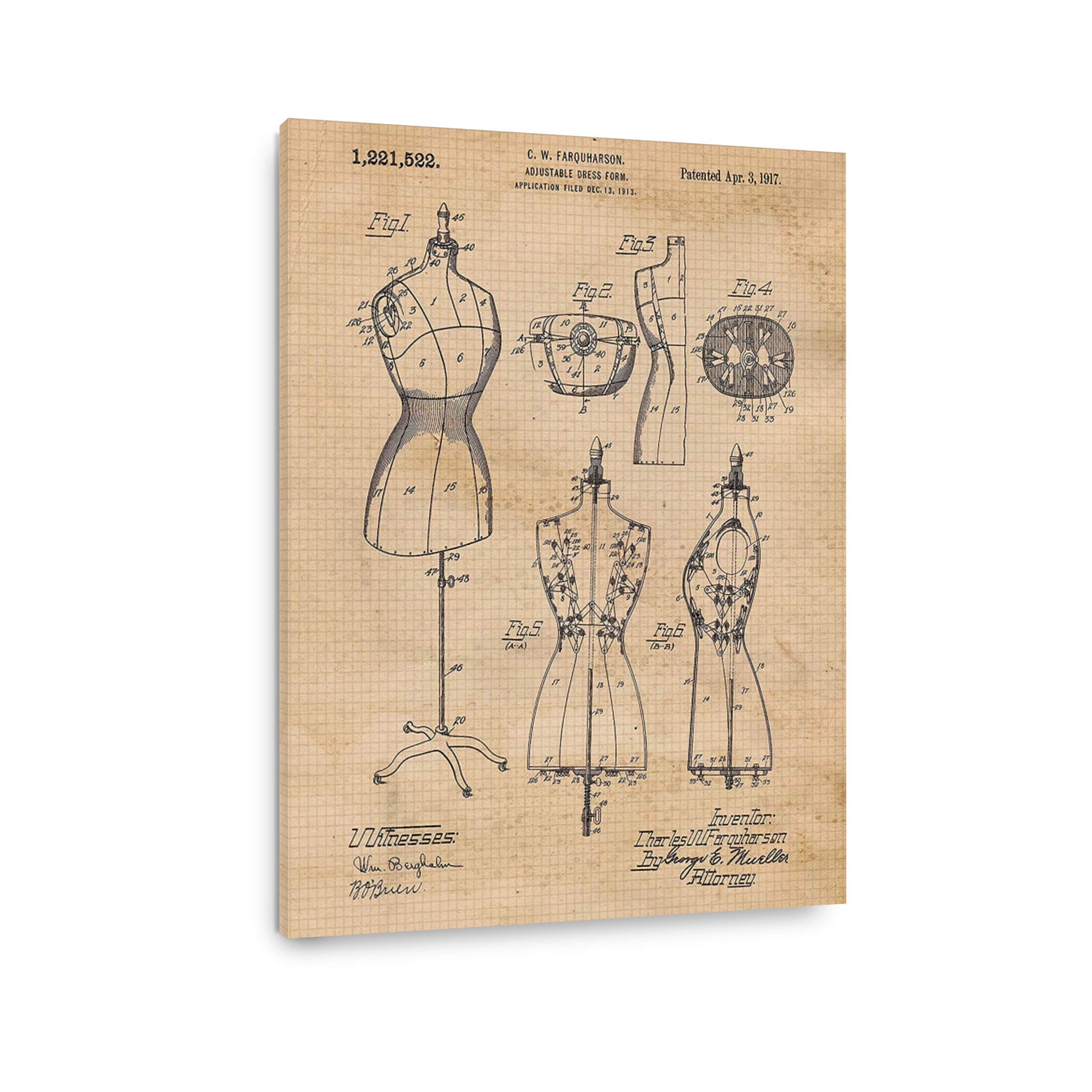 Vintage Adjustable Dress Form Patent Art