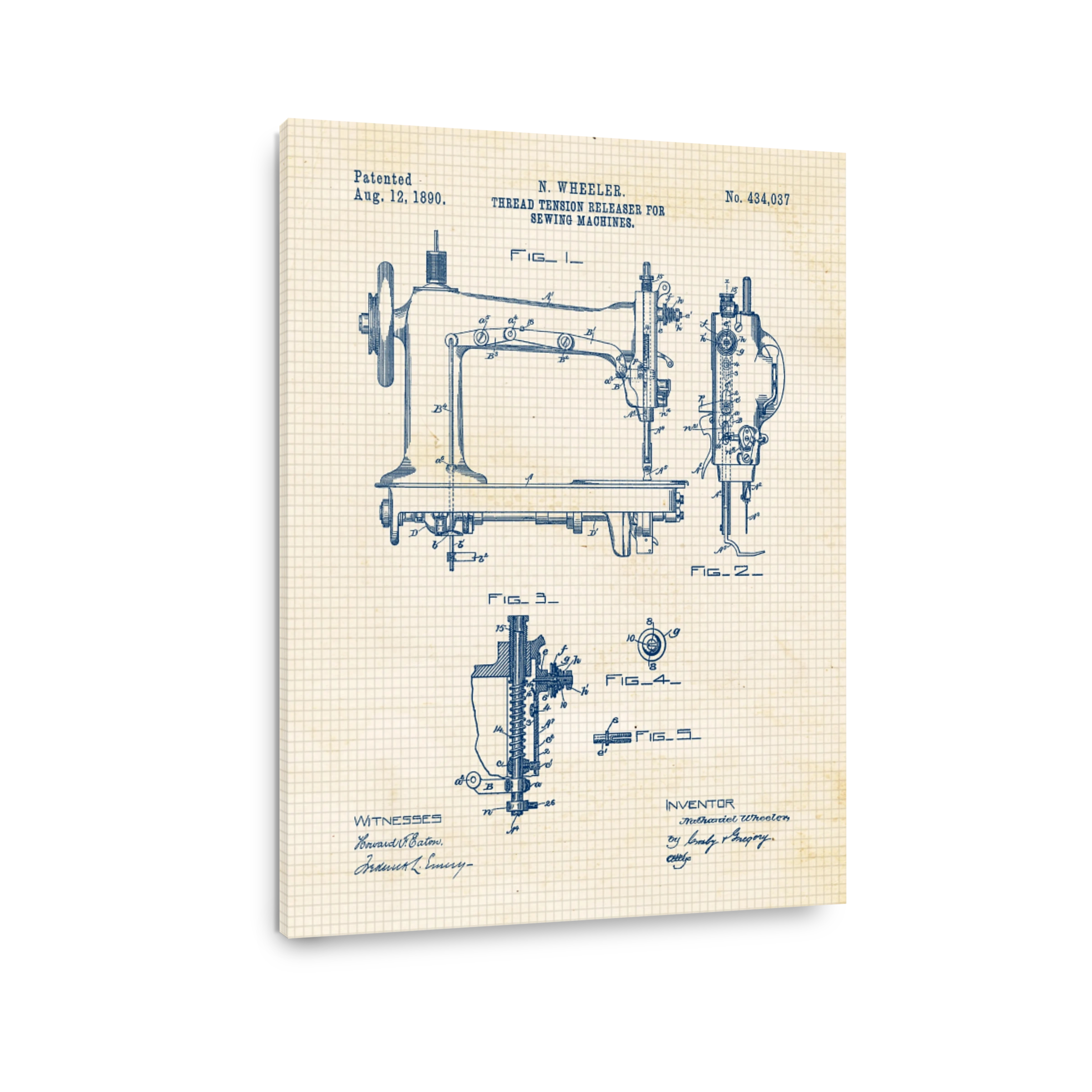 Vintage Sewing Machine Blueprint