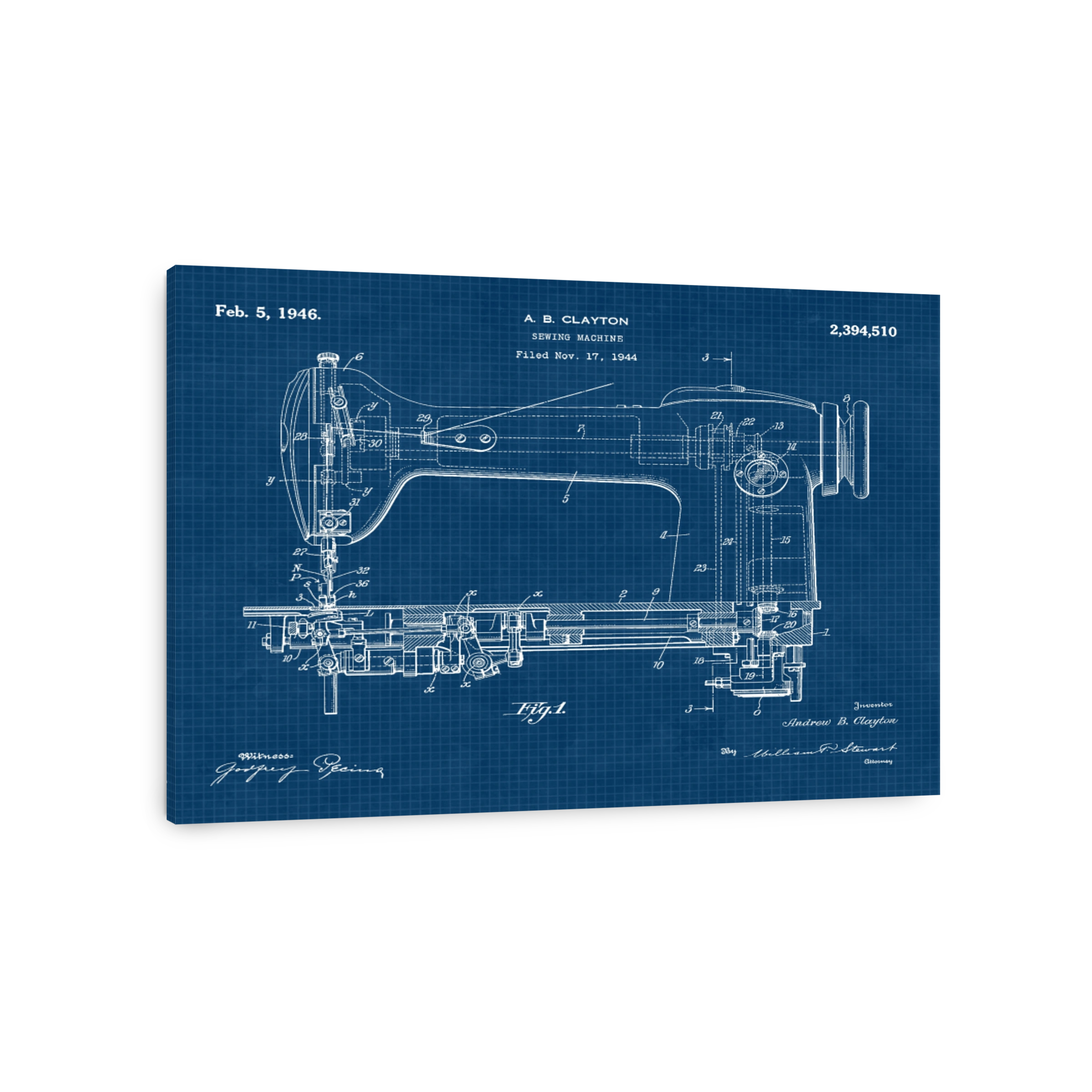 Vintage Sewing Machine Blueprint