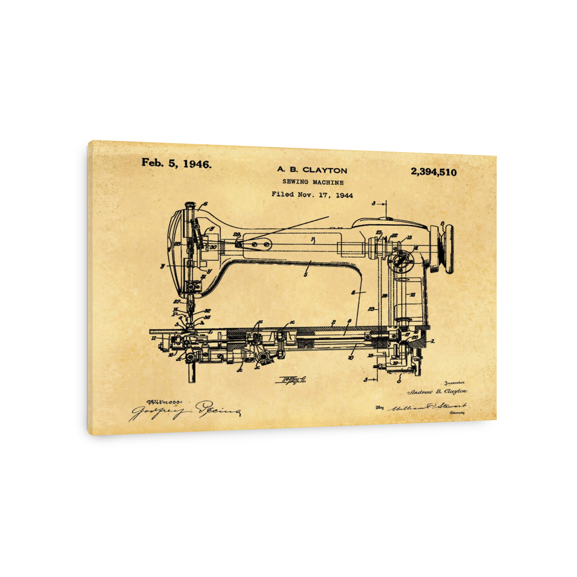 Vintage Sewing Machine Patent Art