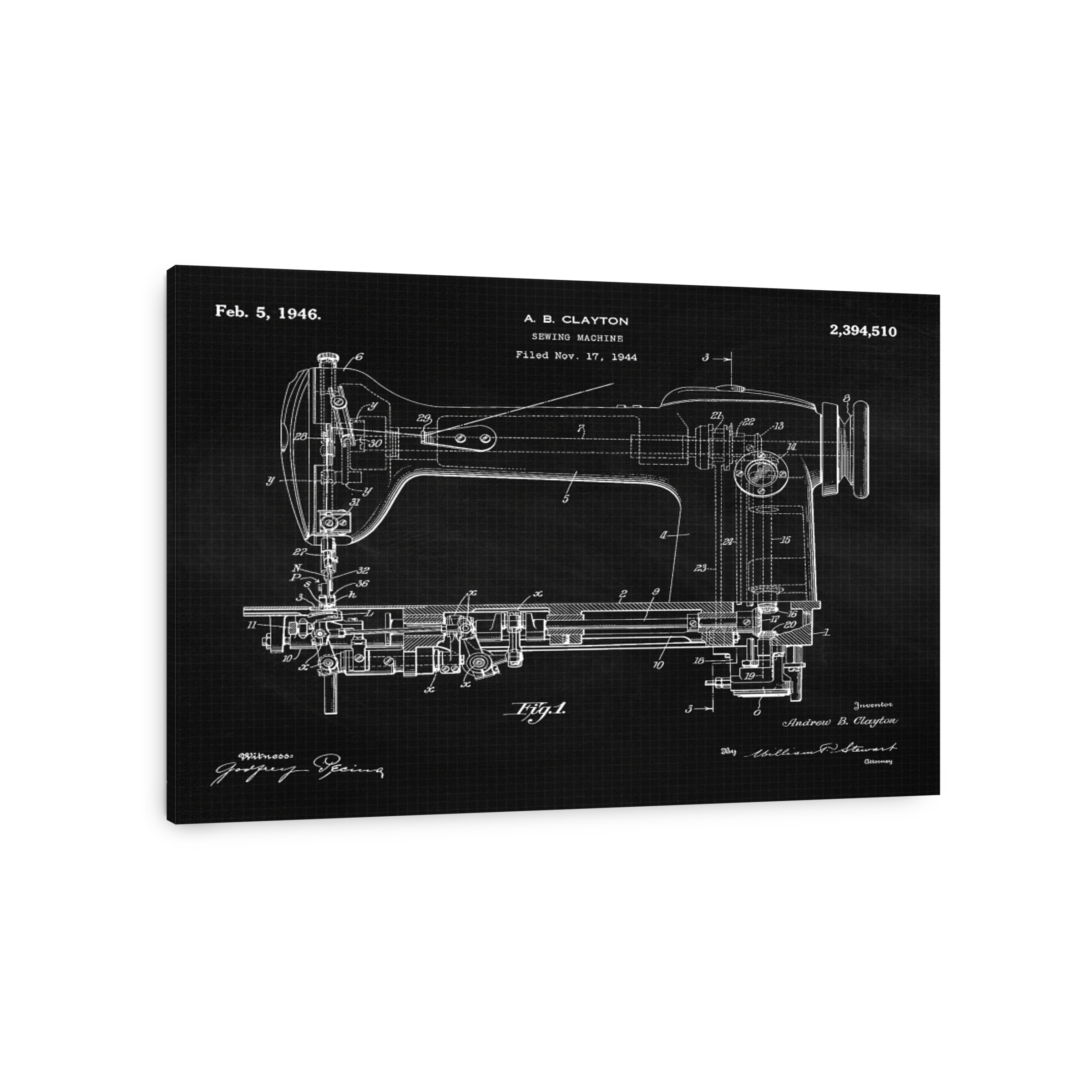 Vintage Sewing Machine Blueprint