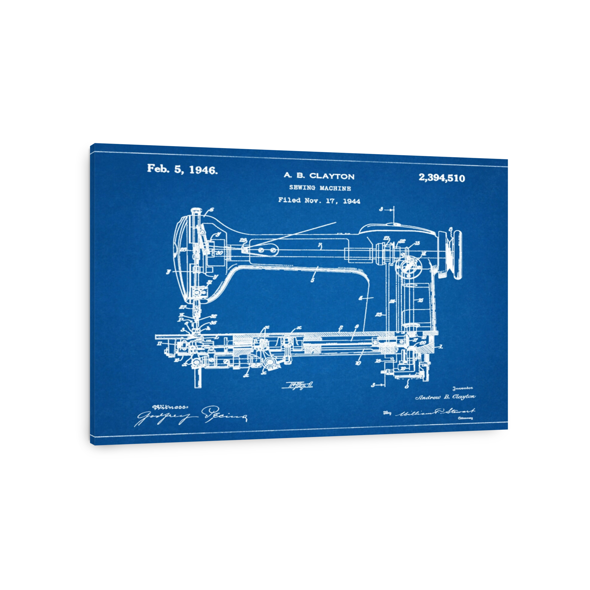 Vintage Sewing Machine Blueprint