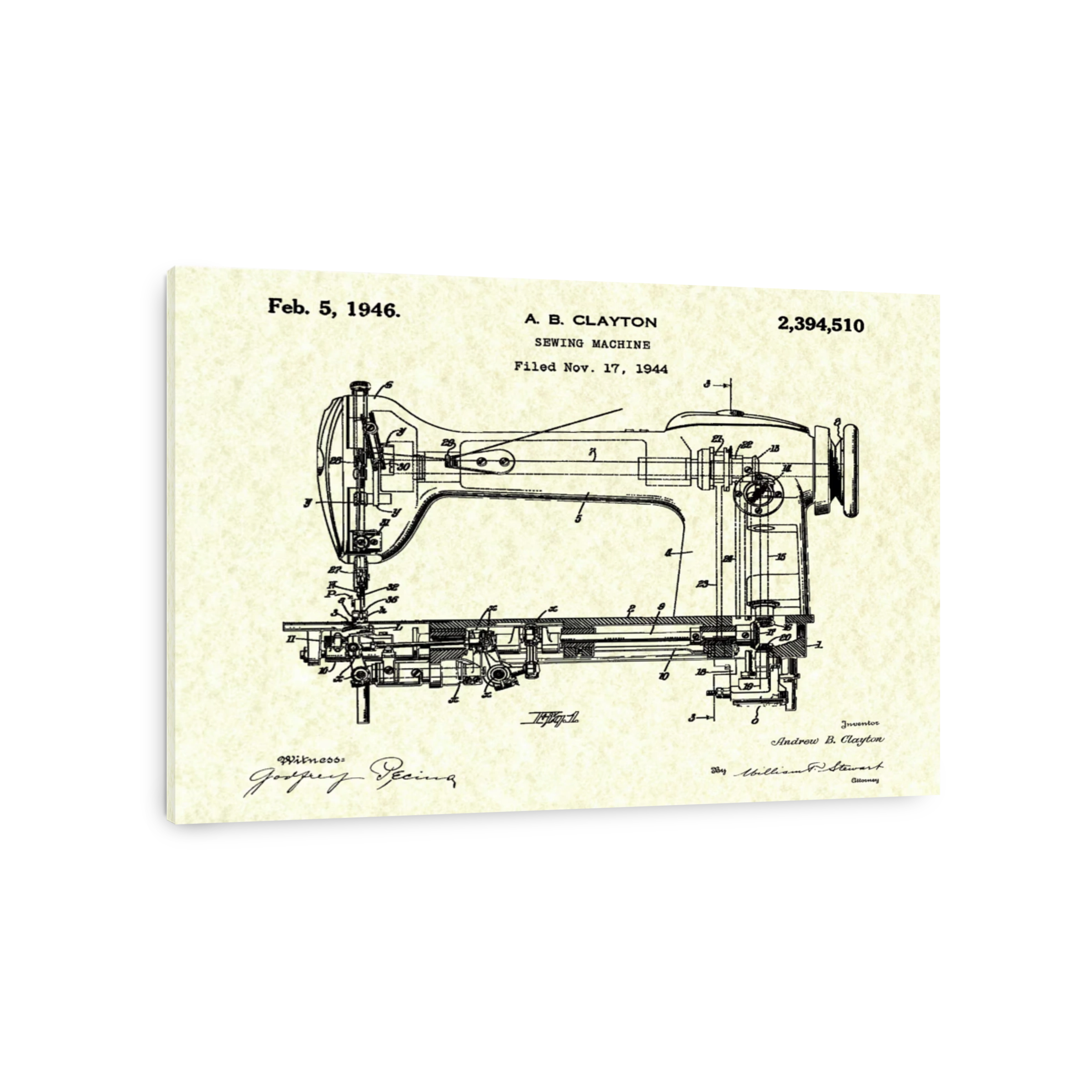 Vintage Sewing Machine Patent Art
