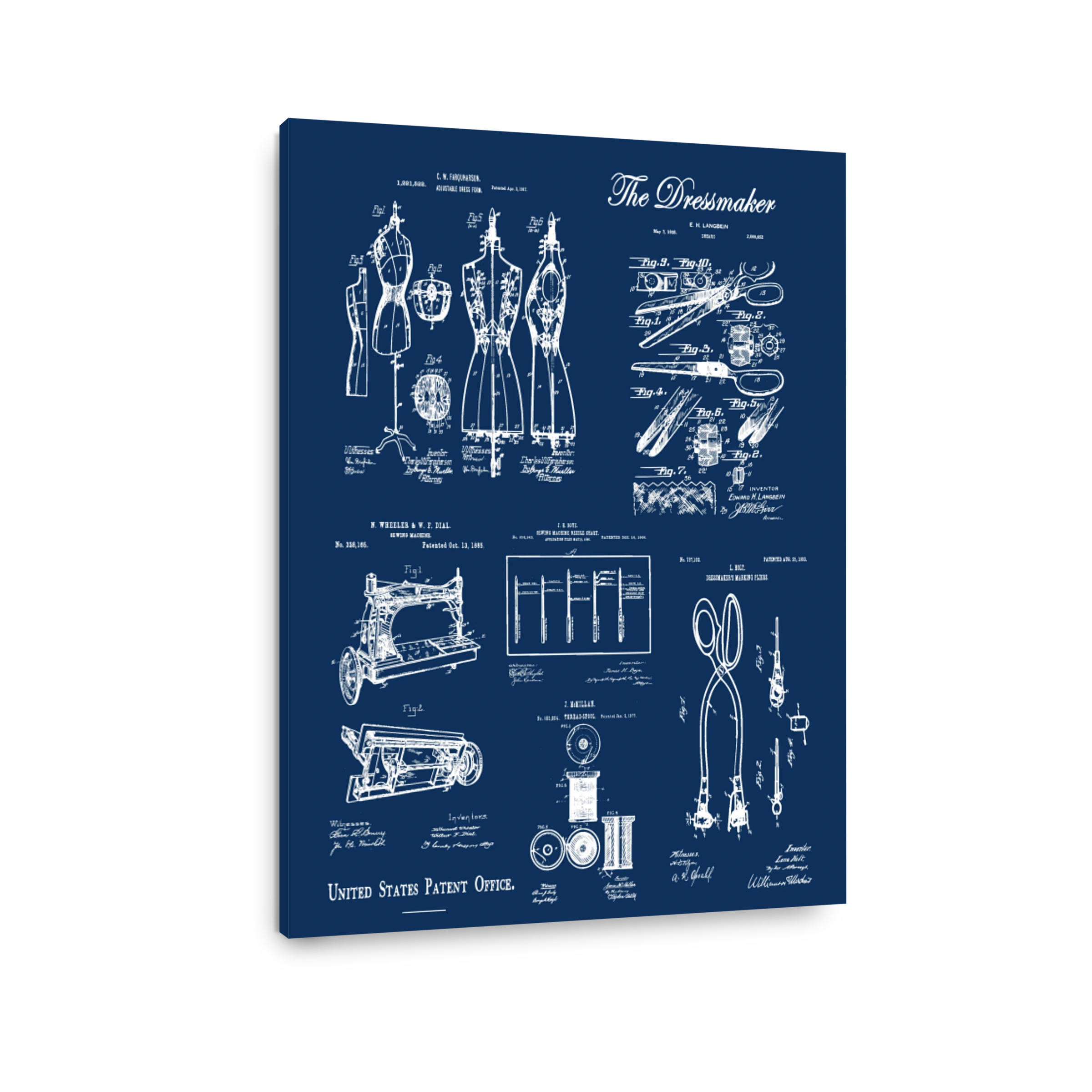 Vintage Sewing and Dressmaking Patent Blueprints