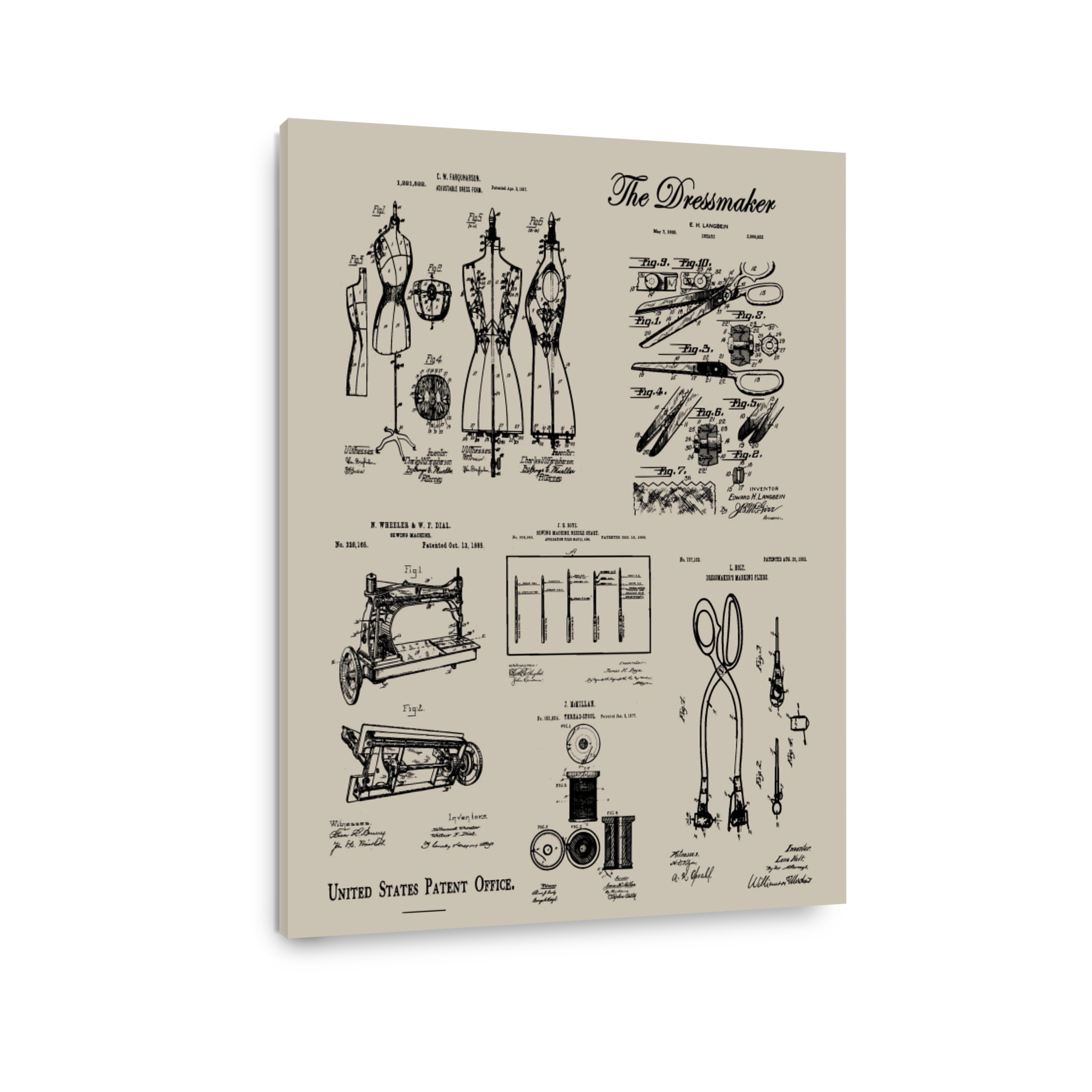 Vintage Sewing and Dressmaking Patent Illustrations