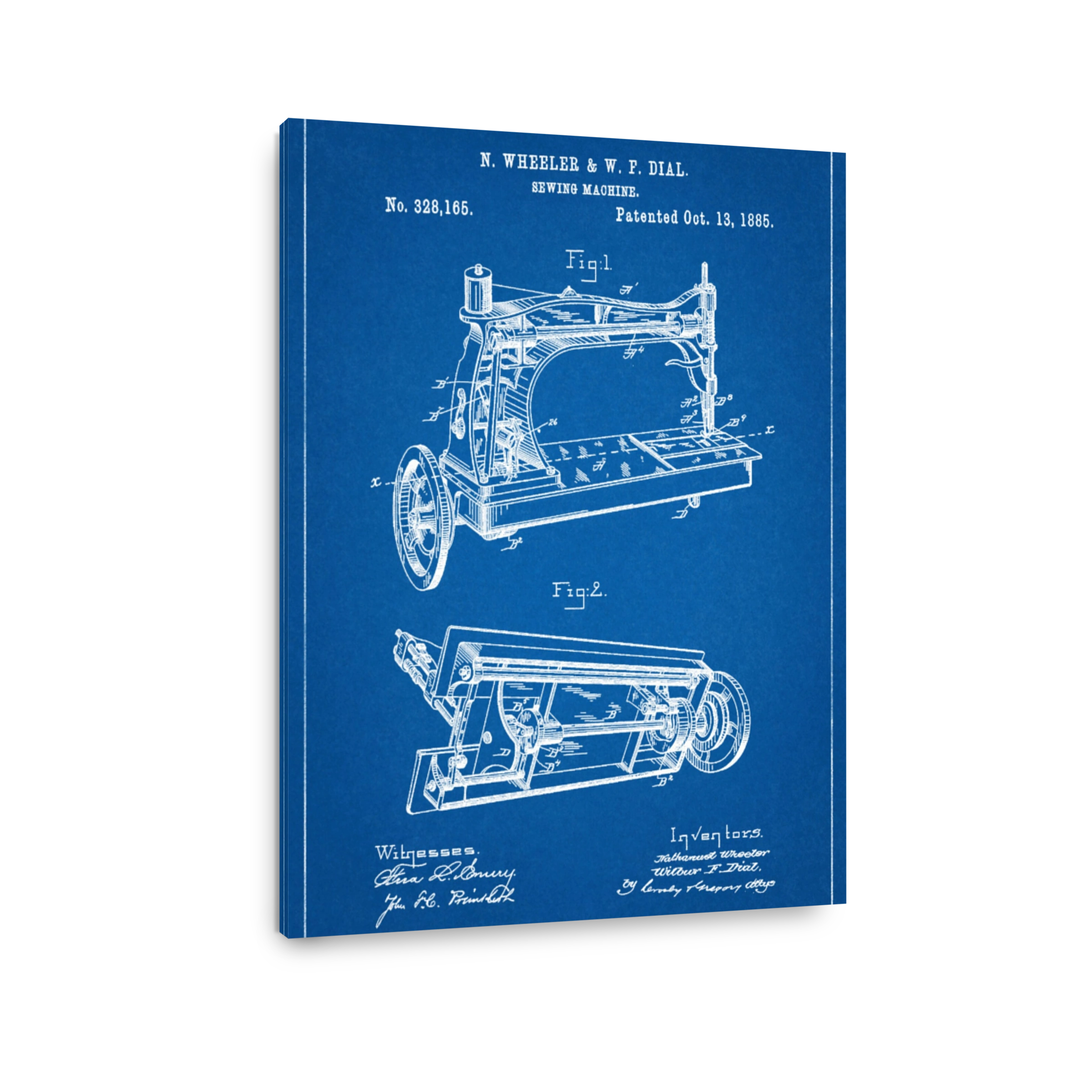 Vintage Sewing Machine Blueprint Art