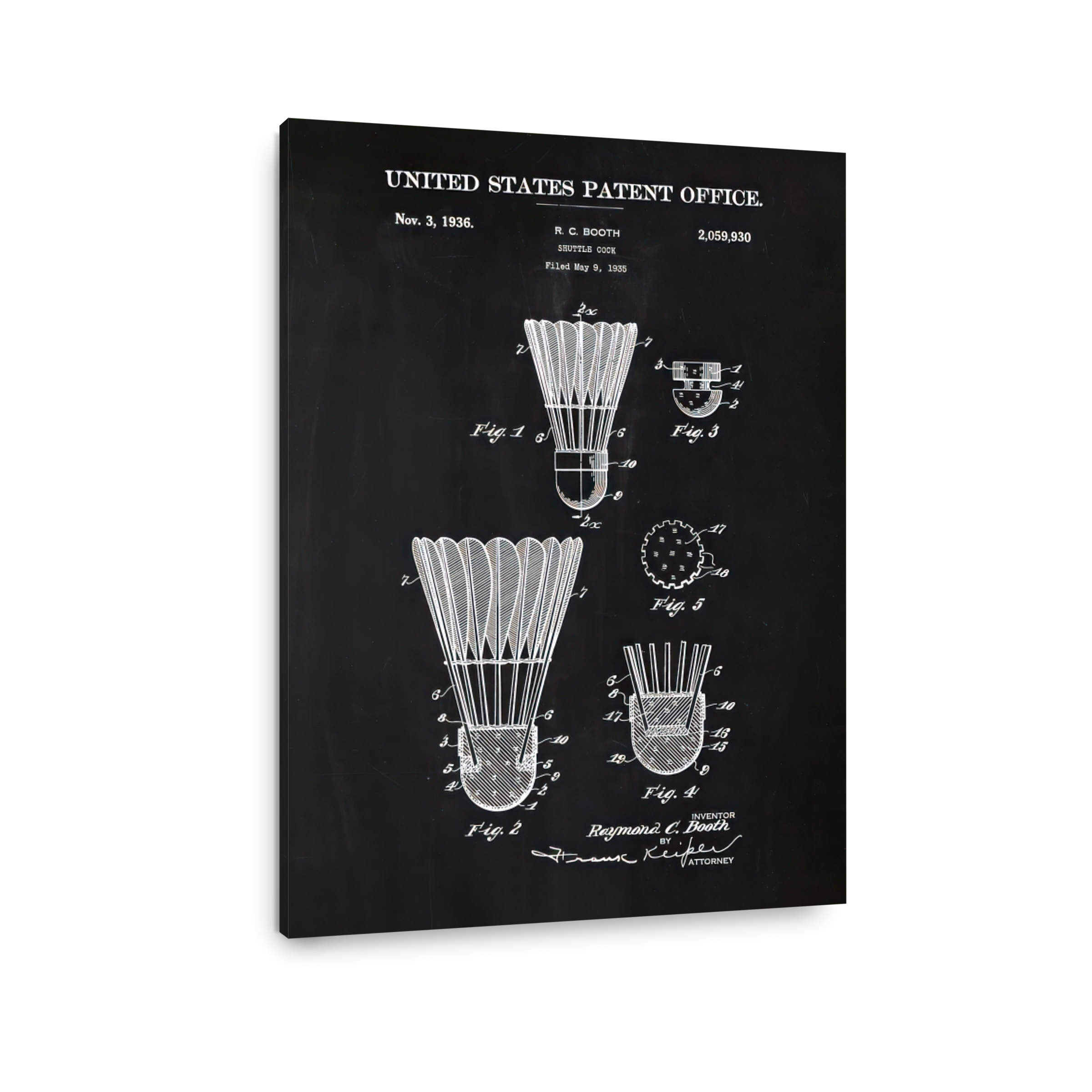 Shuttlecock Patent Blueprint Art