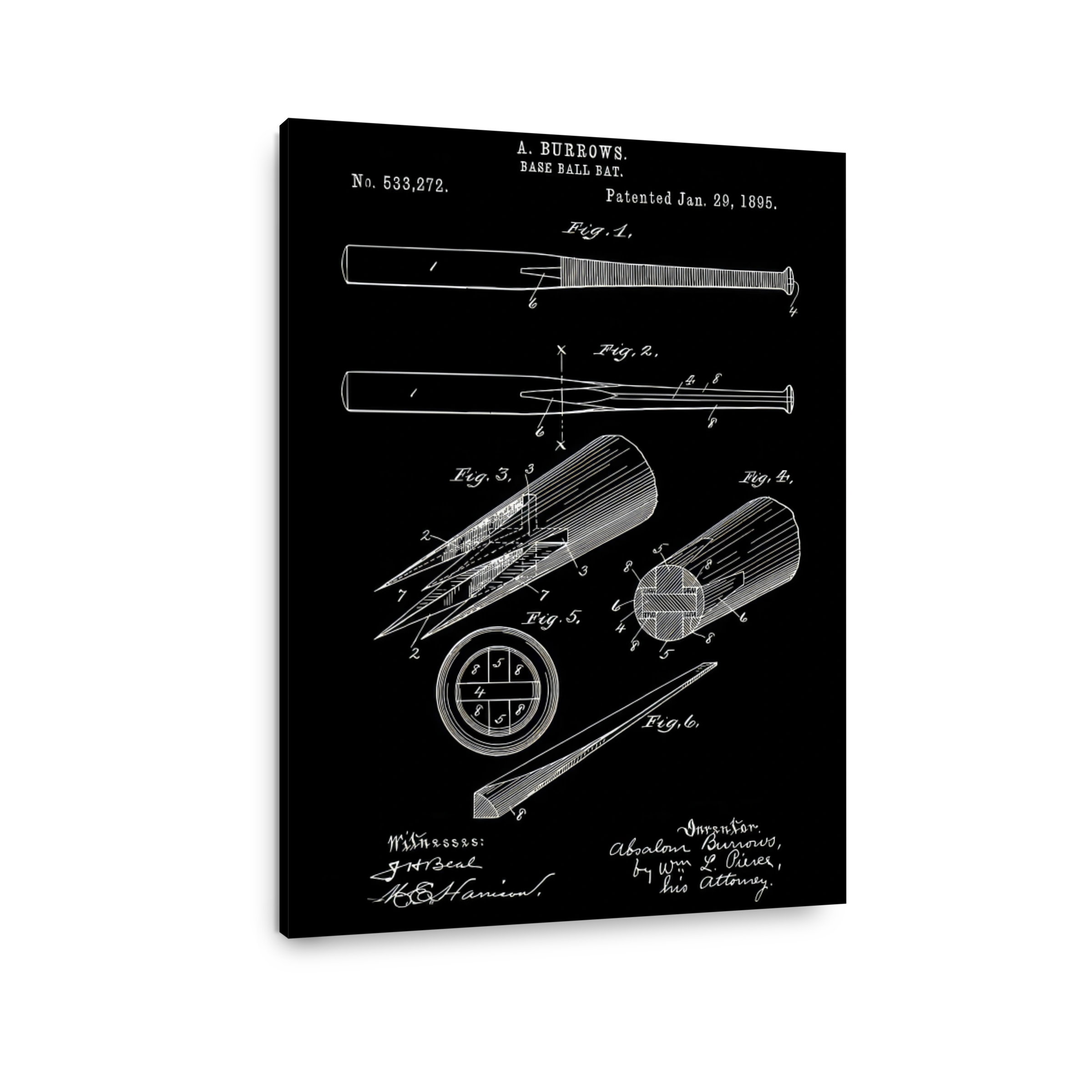Vintage Baseball Bat Patent Blueprint