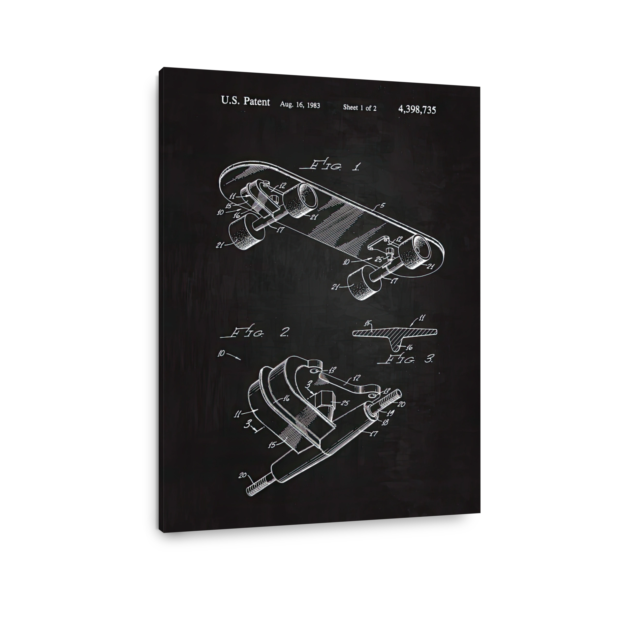 Skateboard Patent Blueprint Art