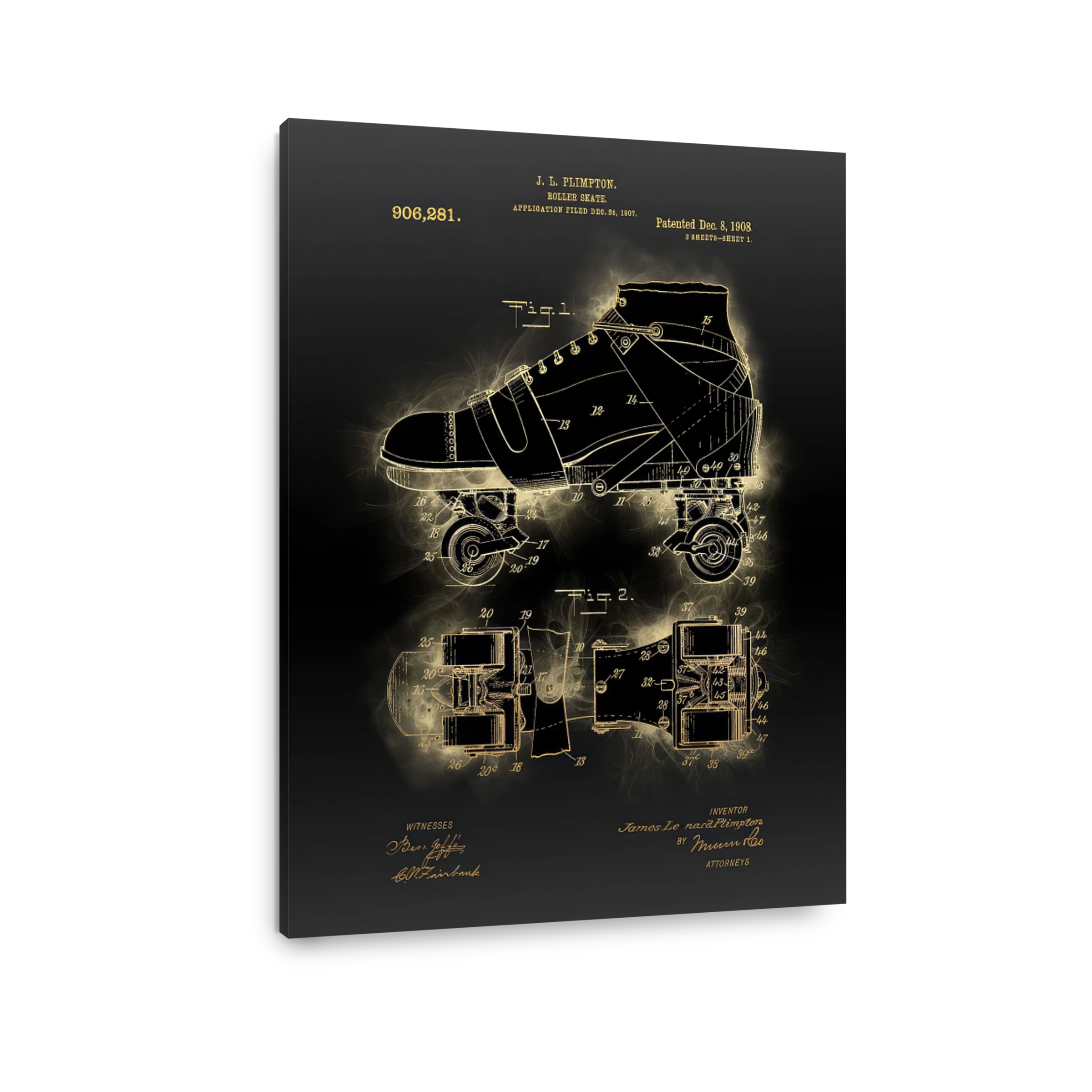 Vintage Roller Skate Patent Blueprint