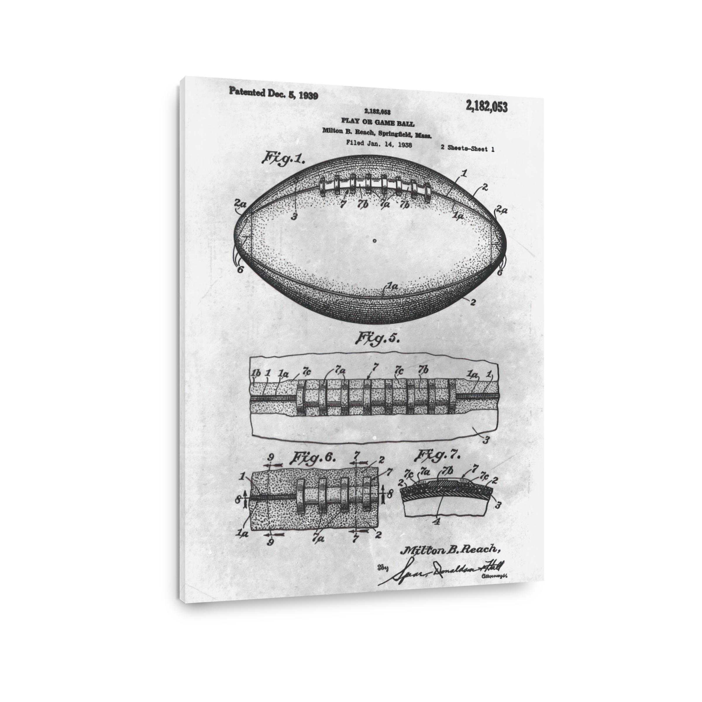 Vintage American Football Patent Blueprint