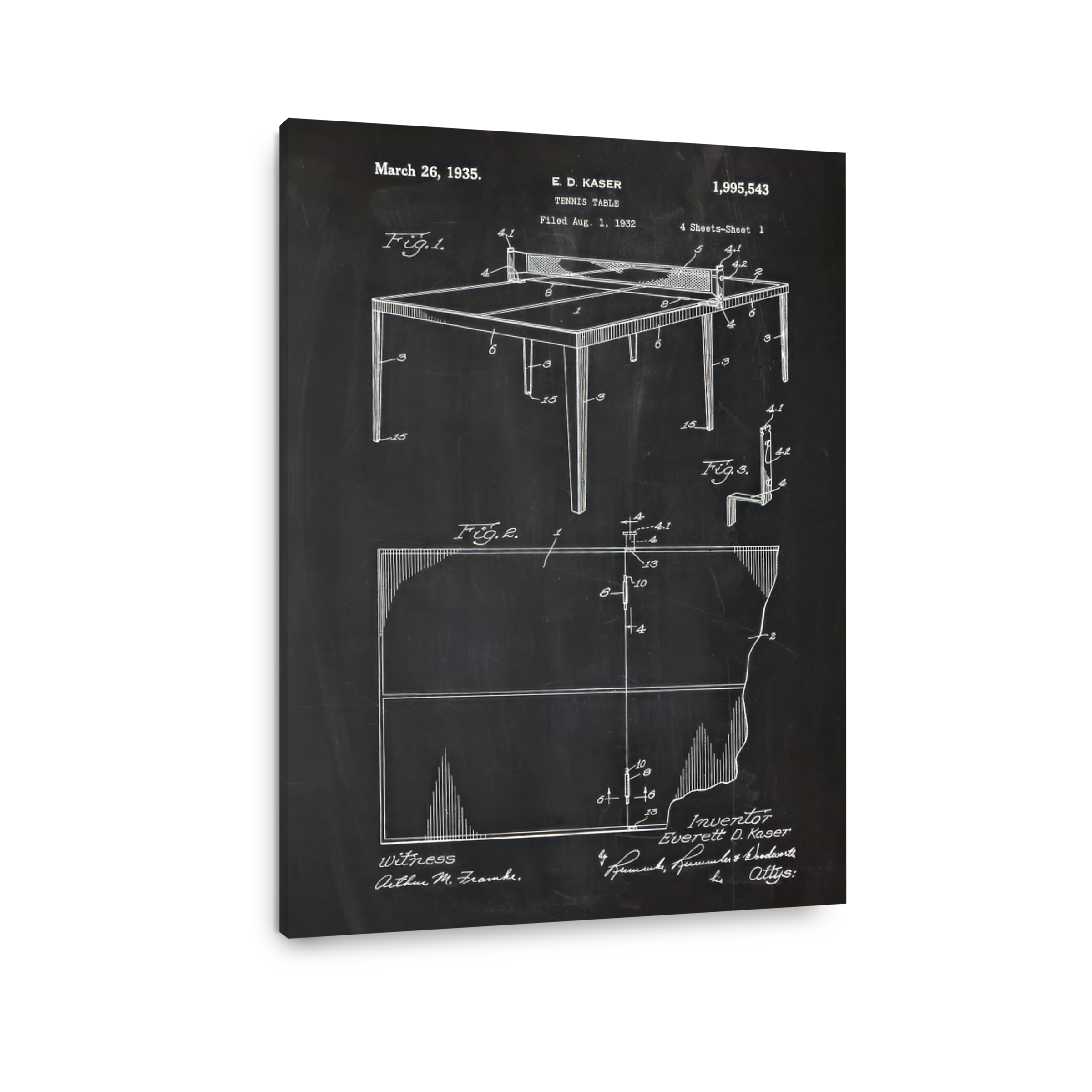 Vintage Tennis Table Patent Blueprint