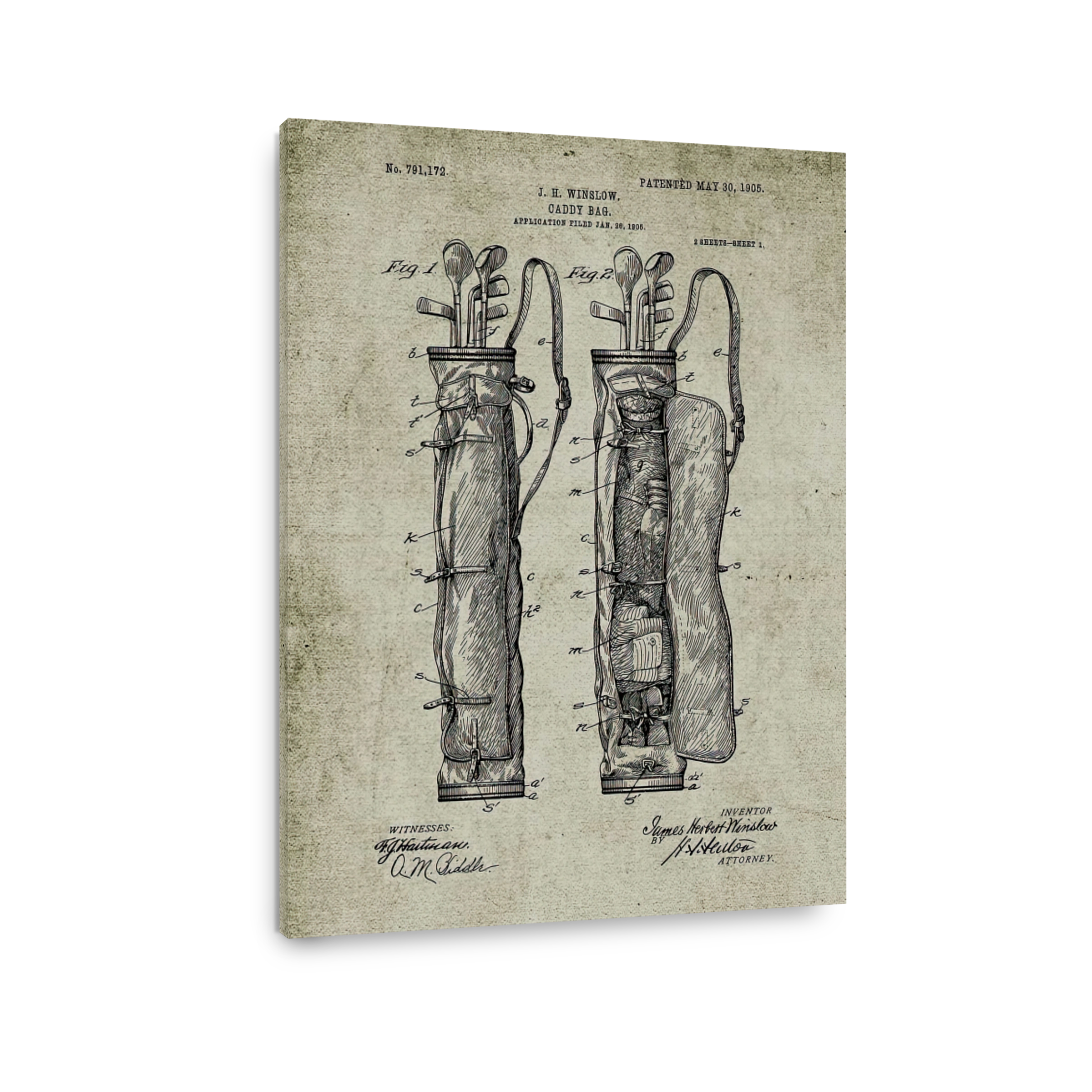 Vintage Caddy Bag Patent Drawing