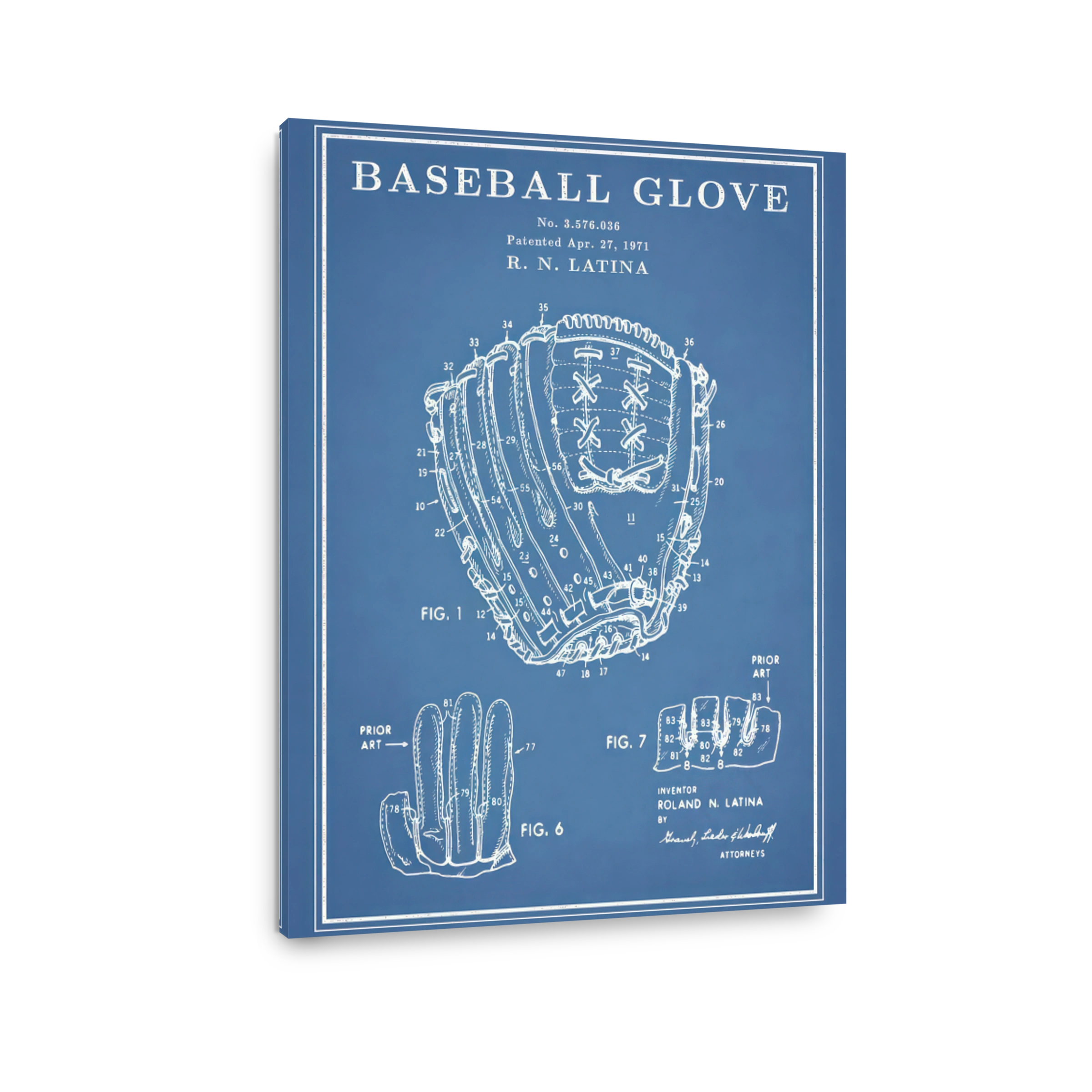 Baseball Glove Patent Blueprint Art