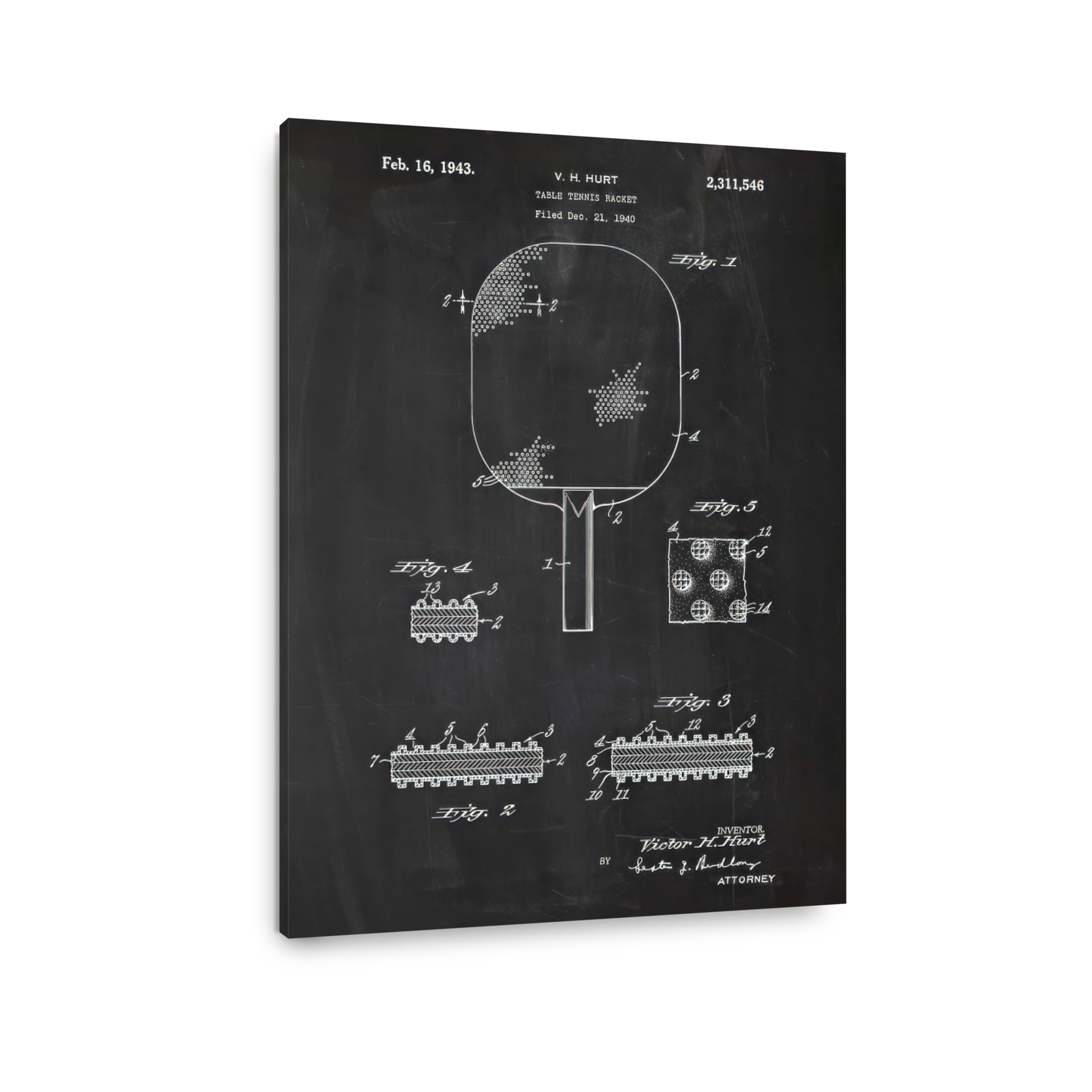 Table Tennis Racket Patent Blueprint