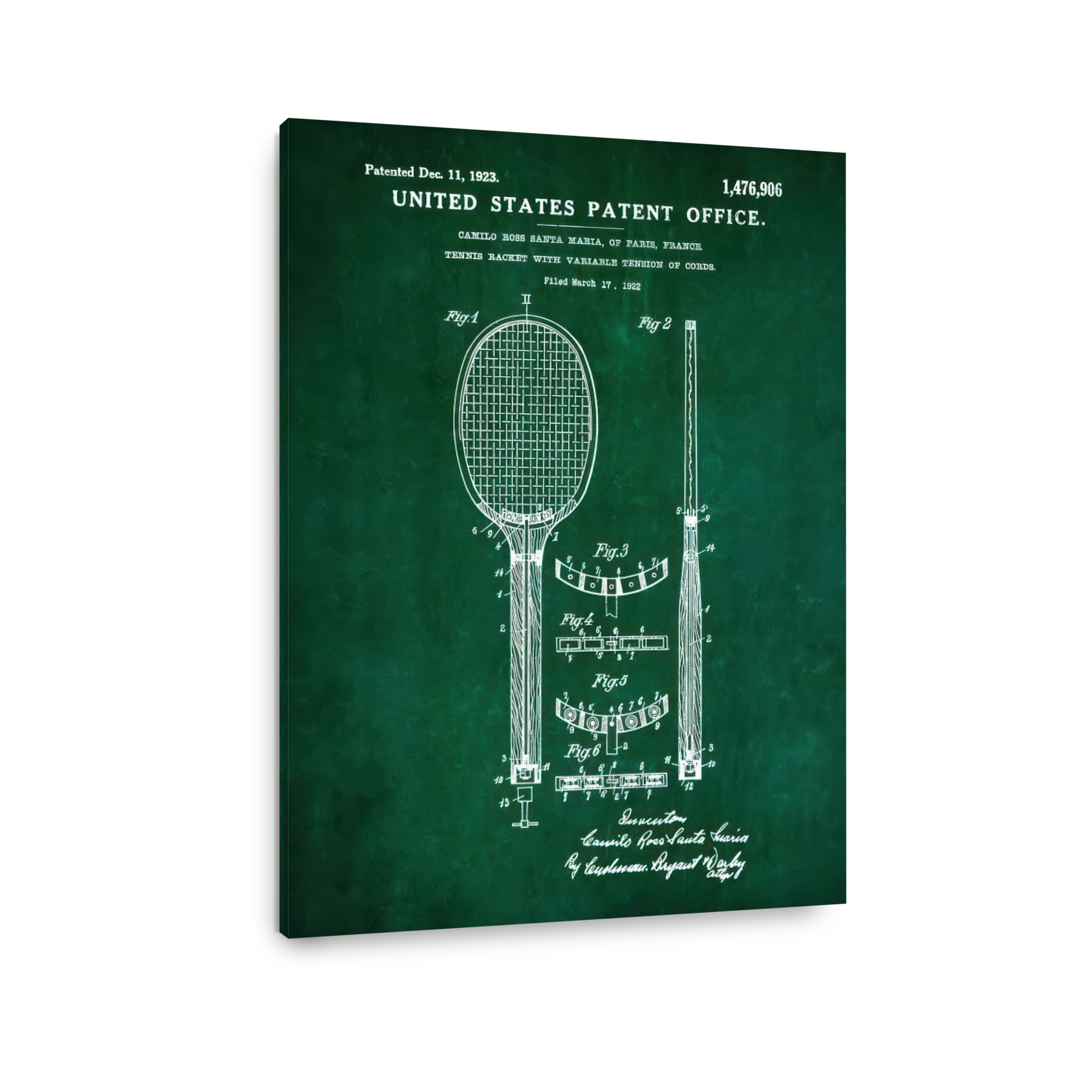 Vintage Tennis Racket Patent Art