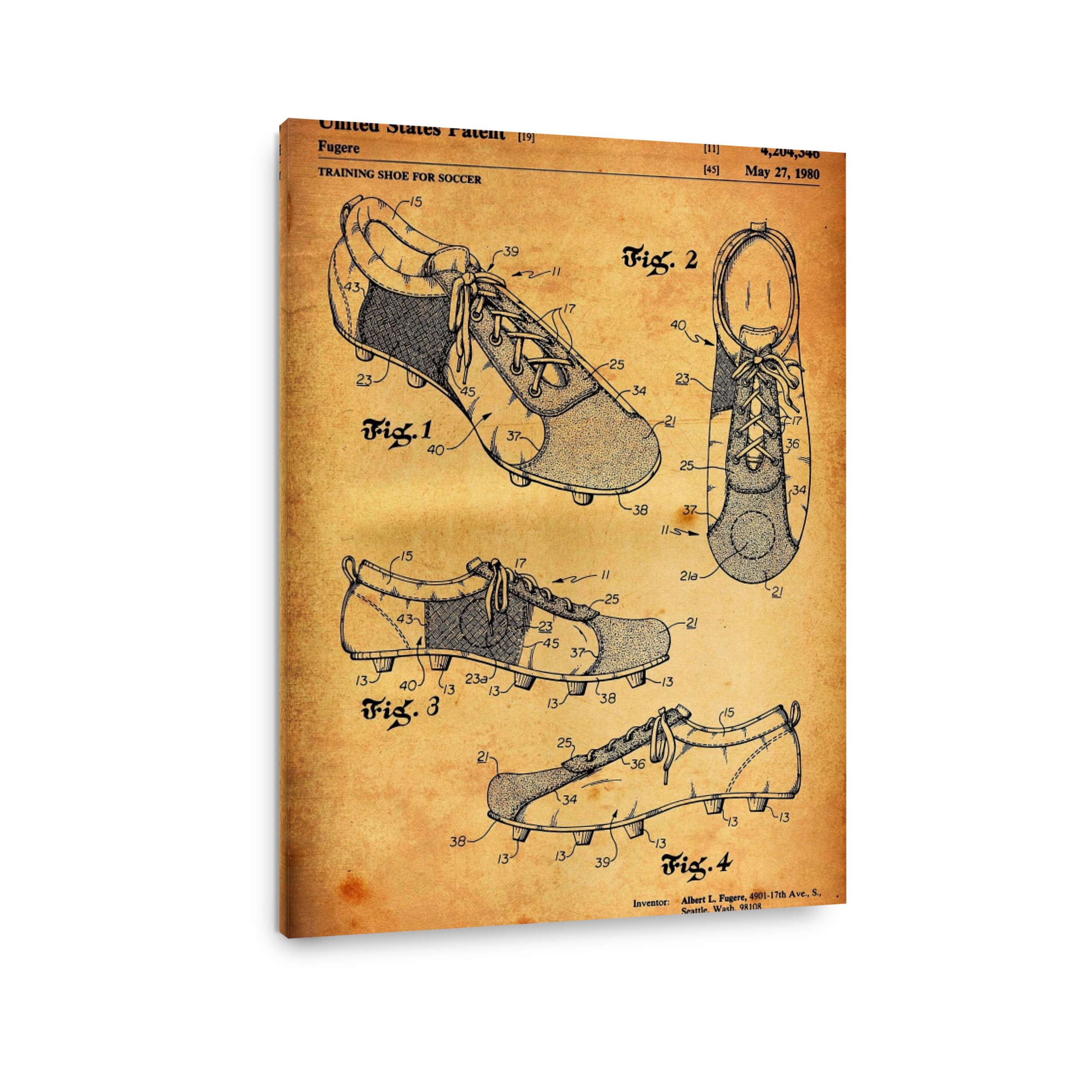 Vintage Soccer Shoe Patent Art