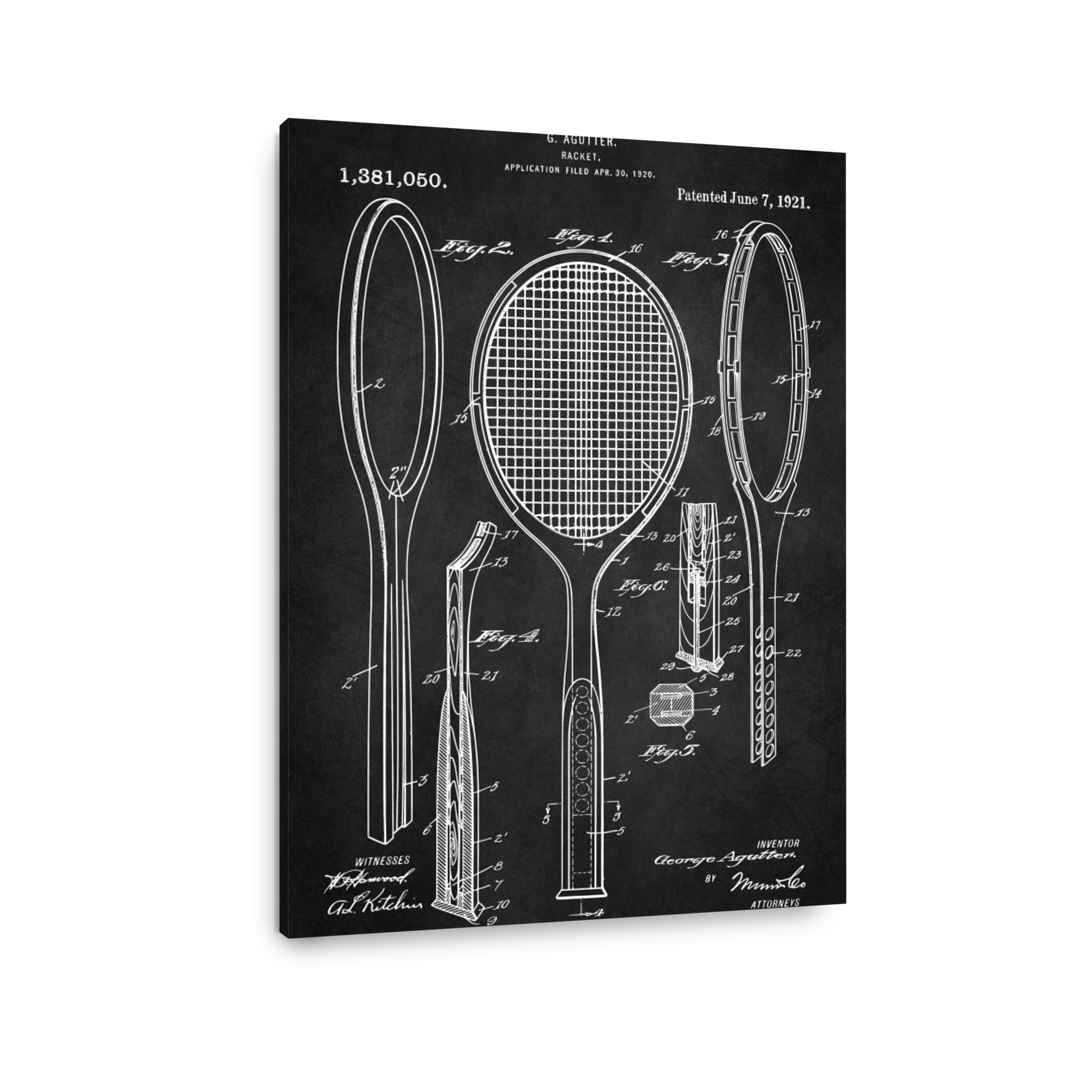 Vintage Tennis Racket Patent Blueprint