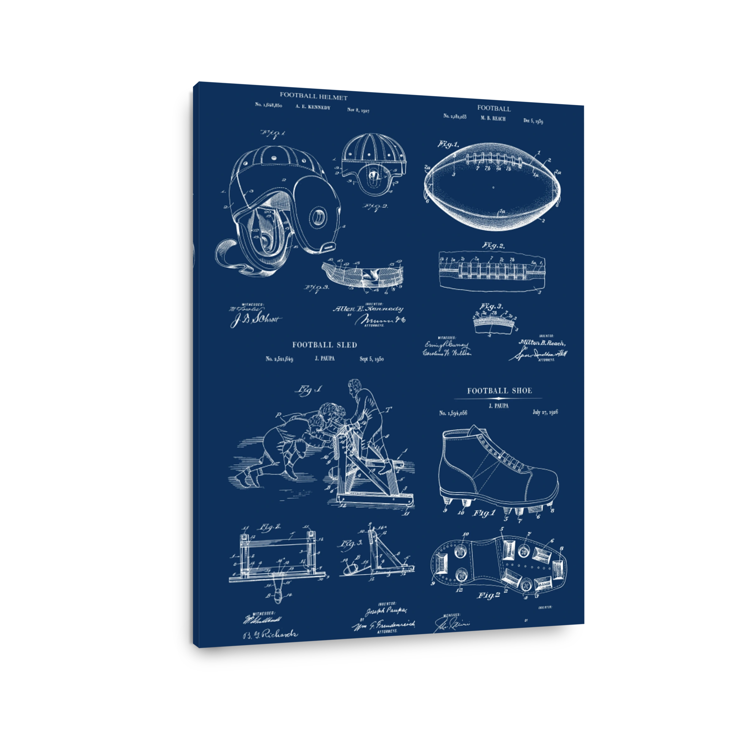 Vintage Football Gear Blueprint Art