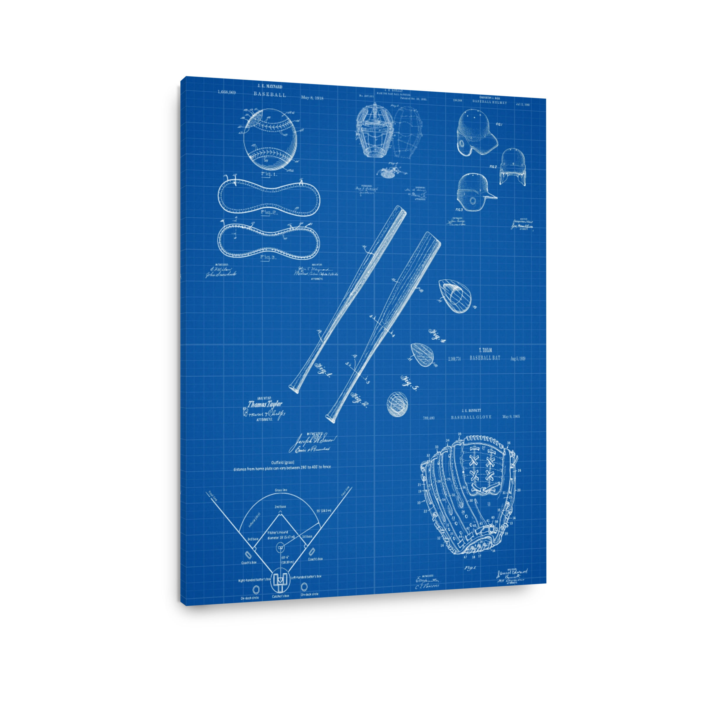Vintage Baseball Equipment Blueprints