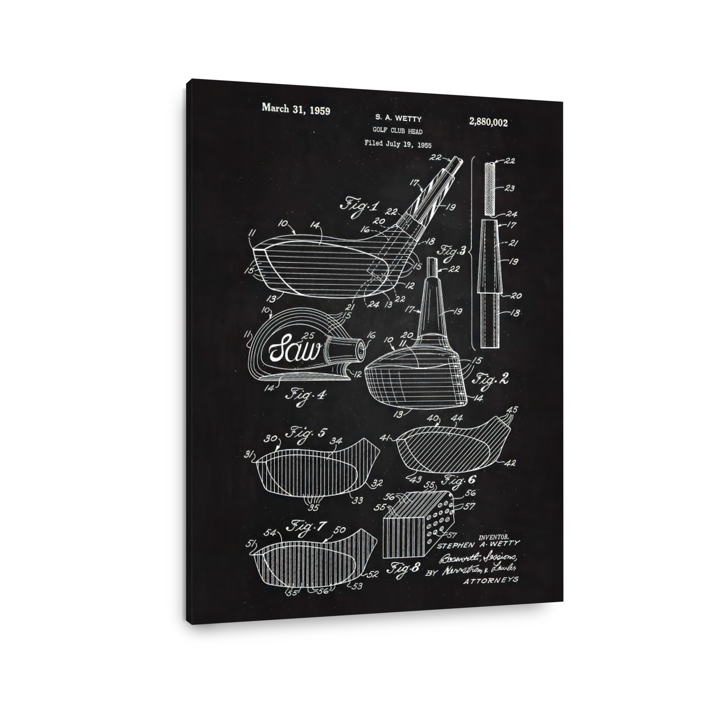 Vintage Golf Club Head Patent Blueprint