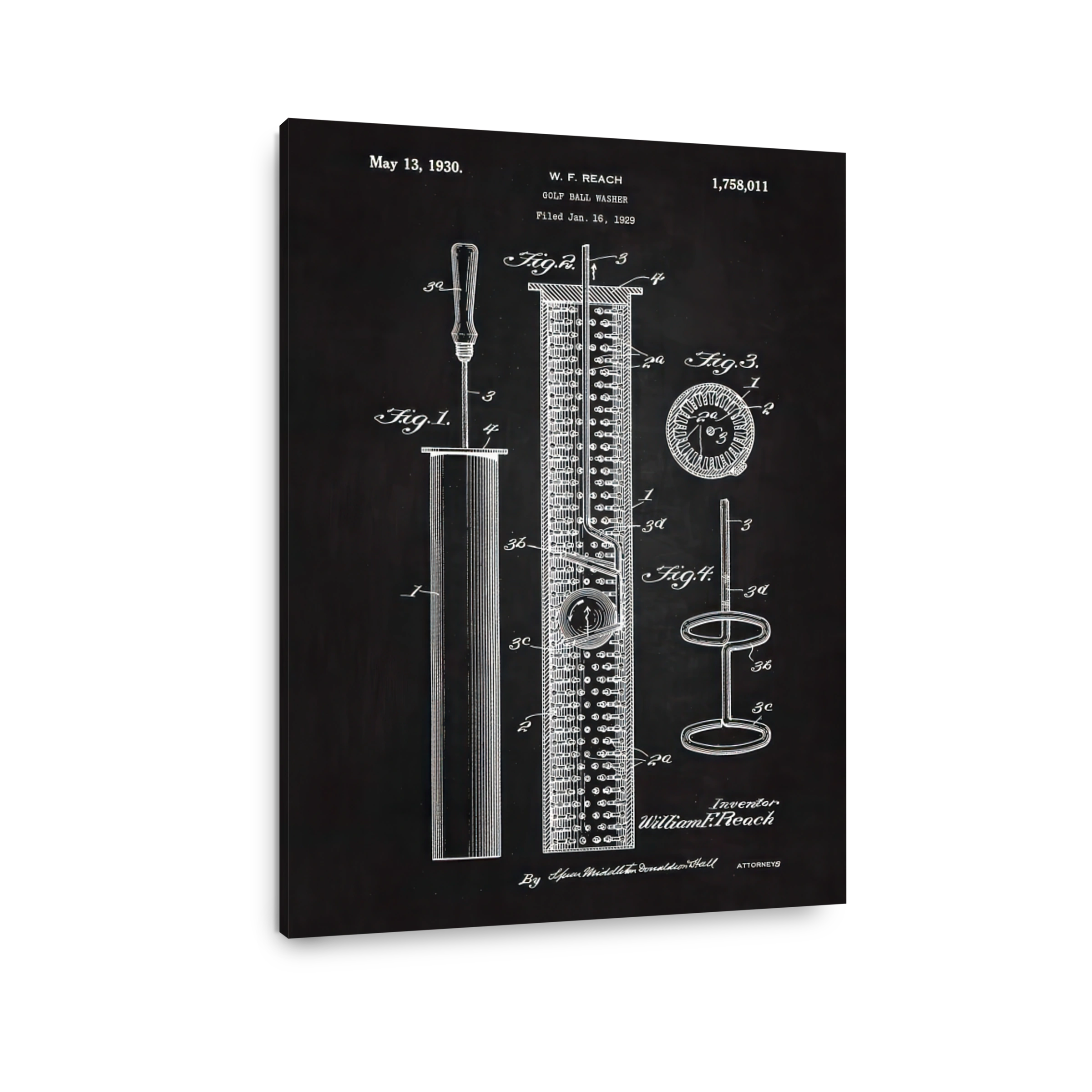 Golf Ball Washer Patent Blueprint Art