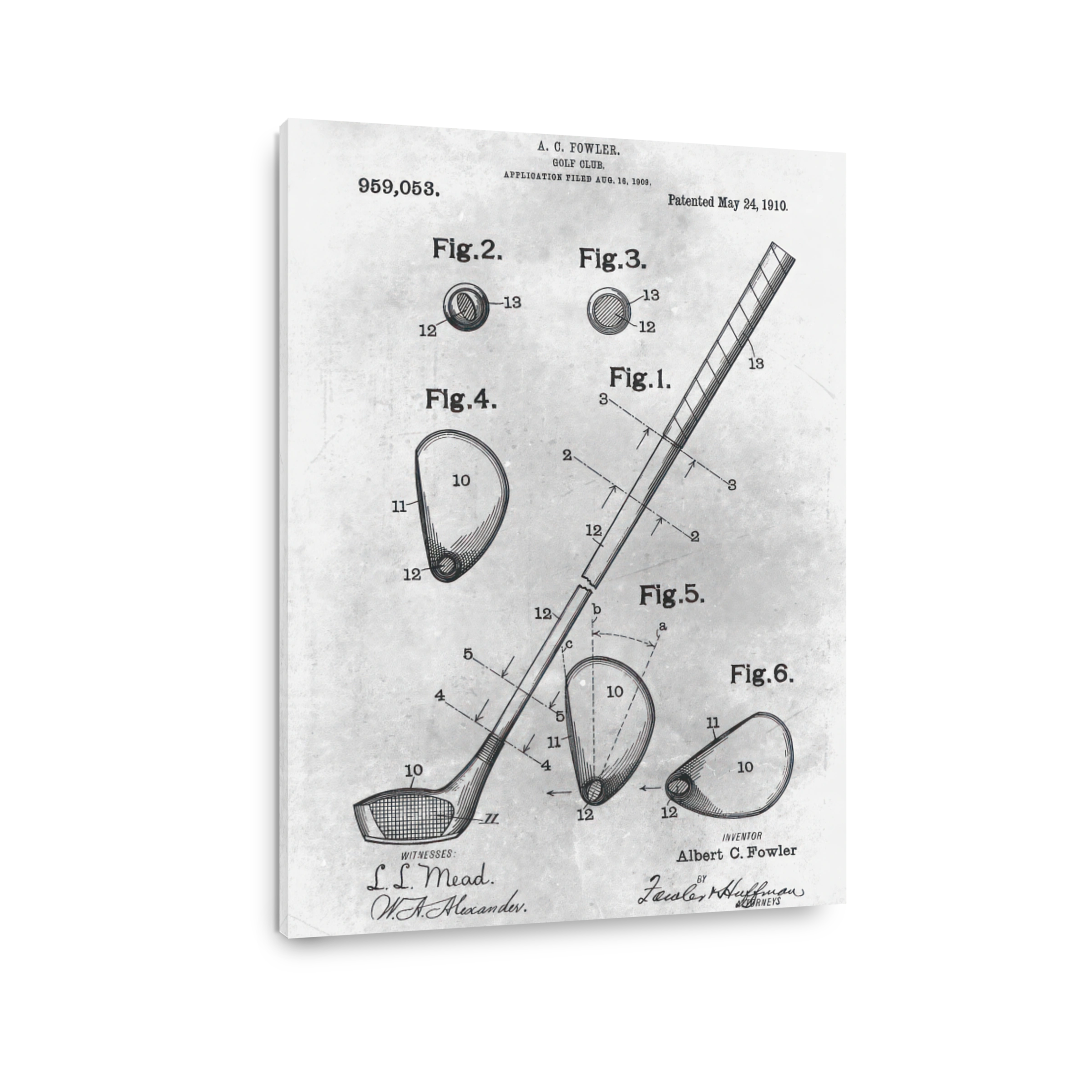 Vintage Golf Club Patent Blueprint Art