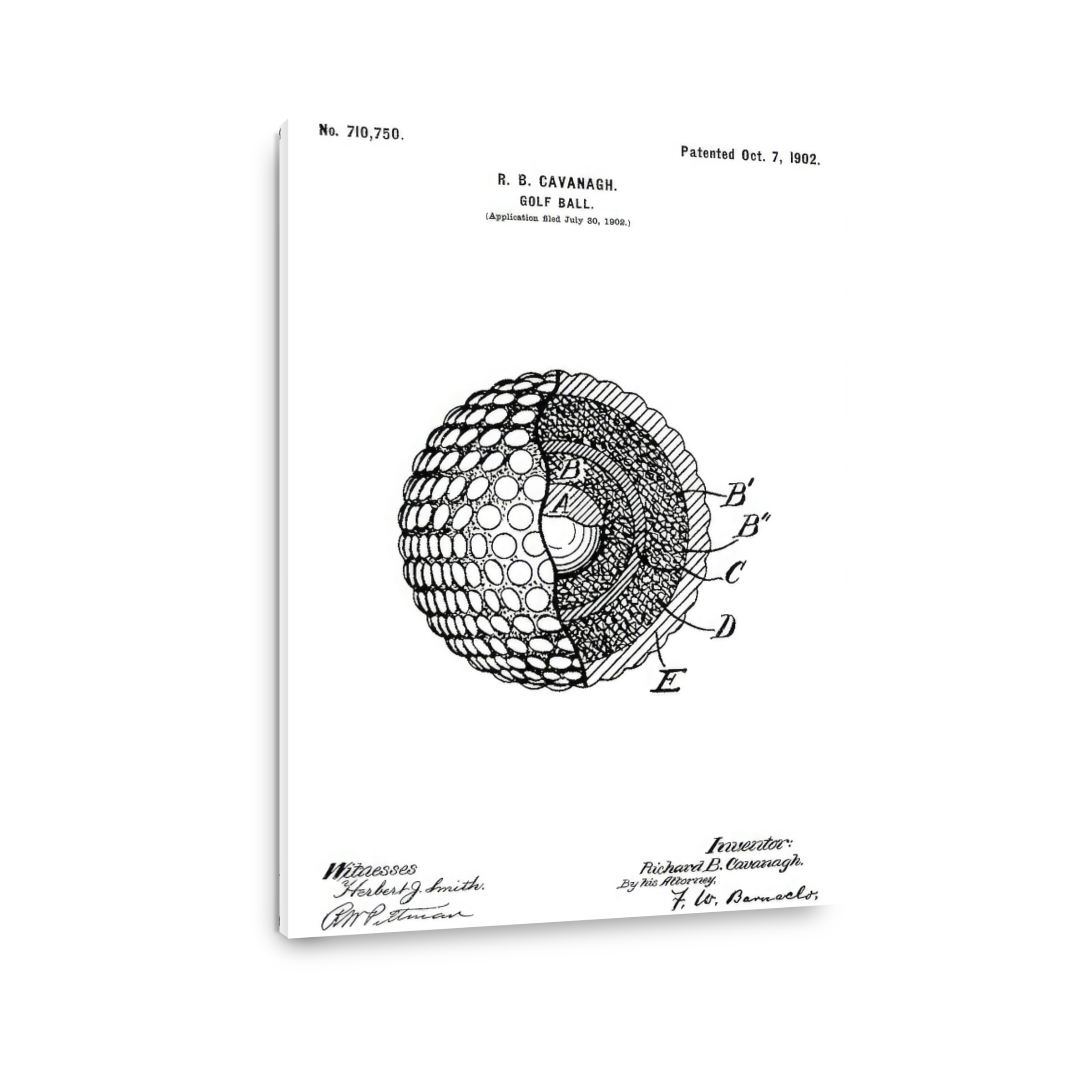 Vintage Golf Ball Patent Blueprint