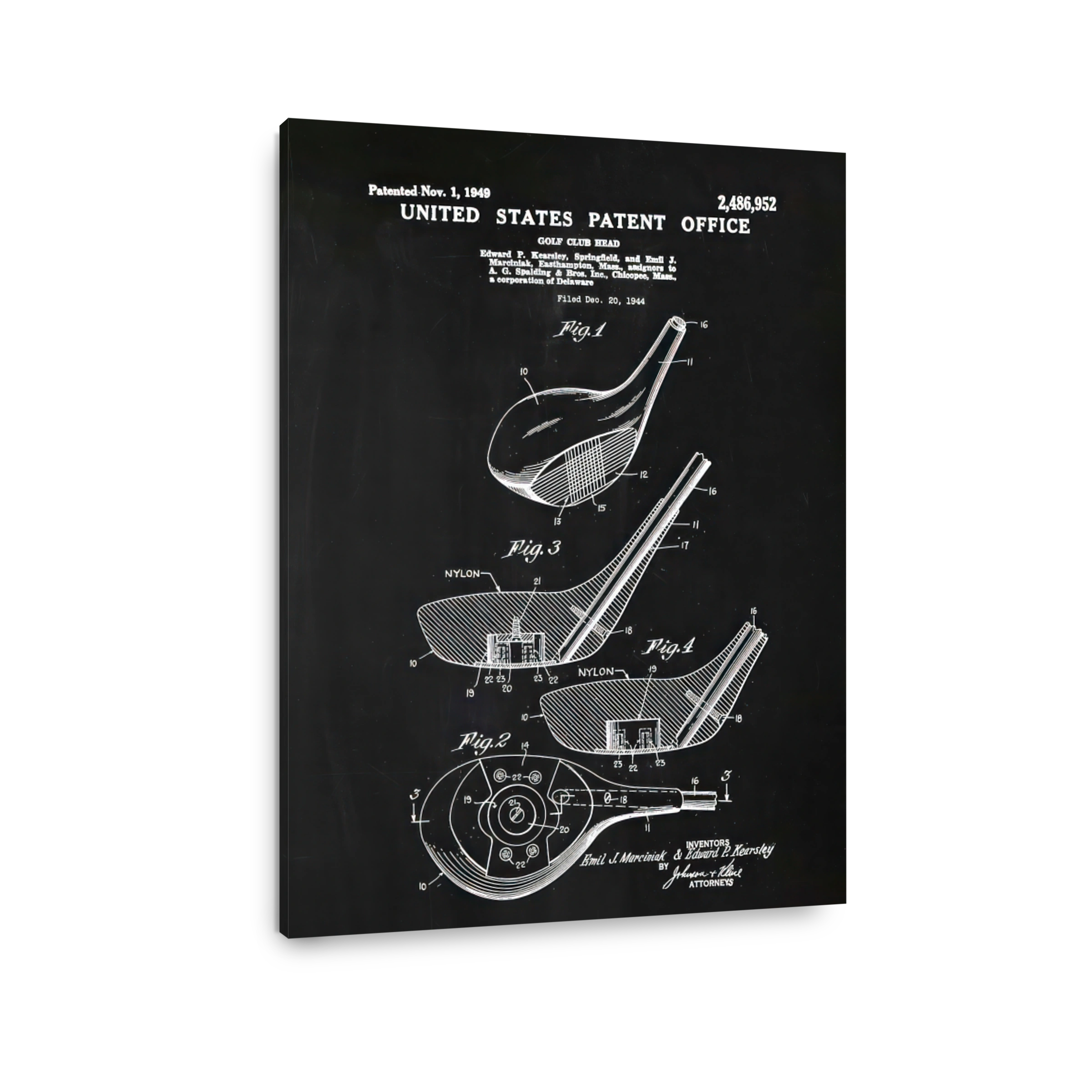 Vintage Golf Club Head Patent Blueprint