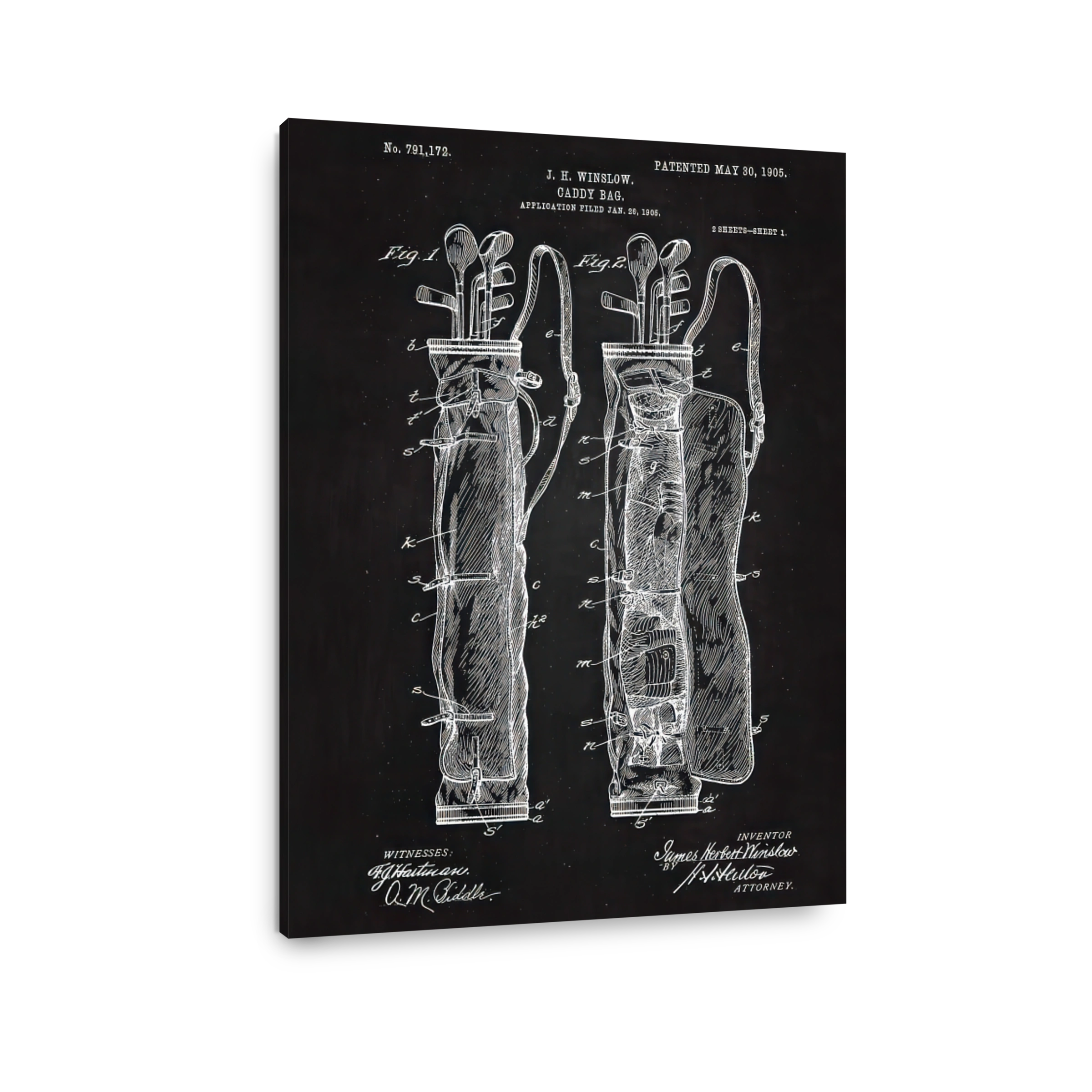 Vintage Caddy Bag Patent Drawing