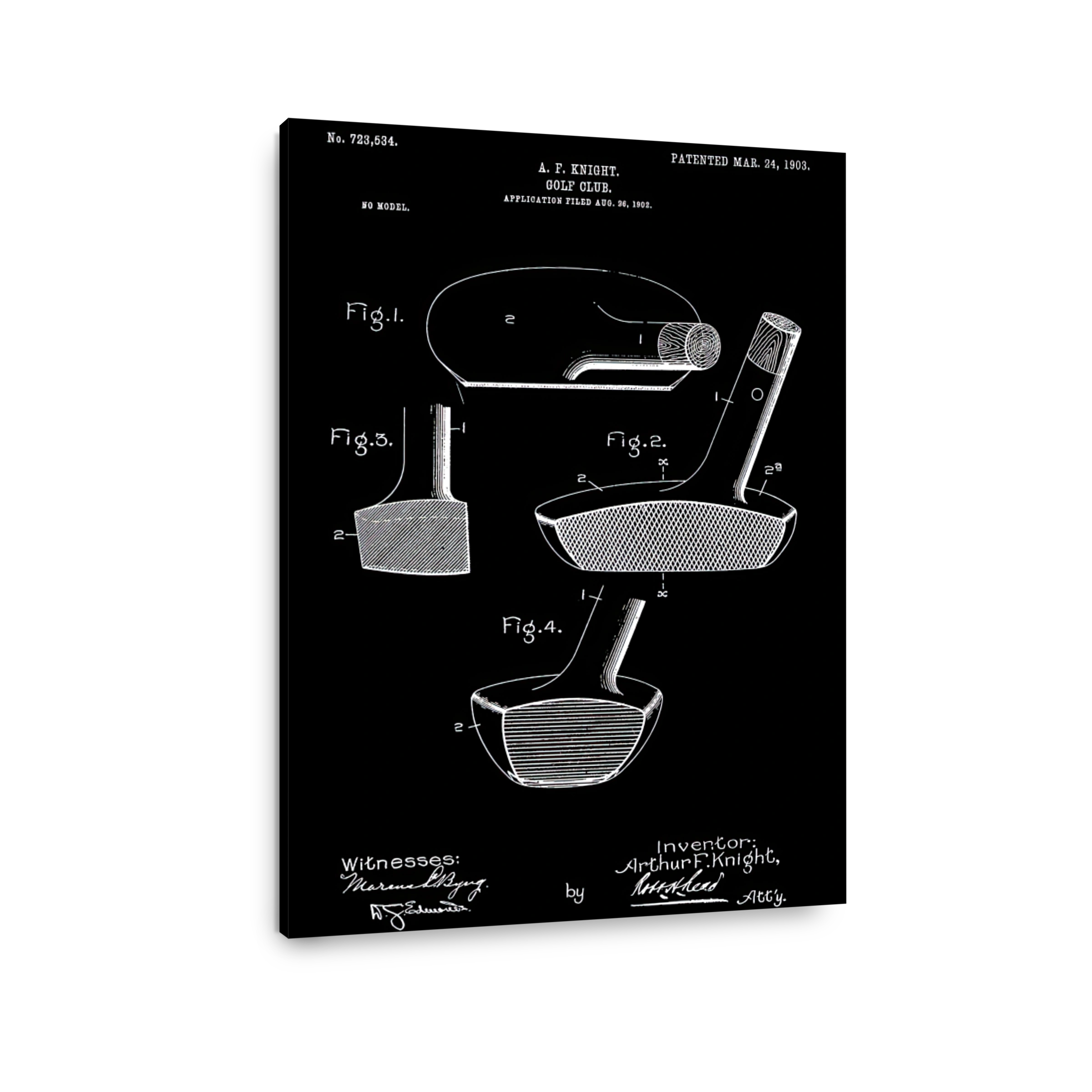 Golf Club Patent Blueprint Art